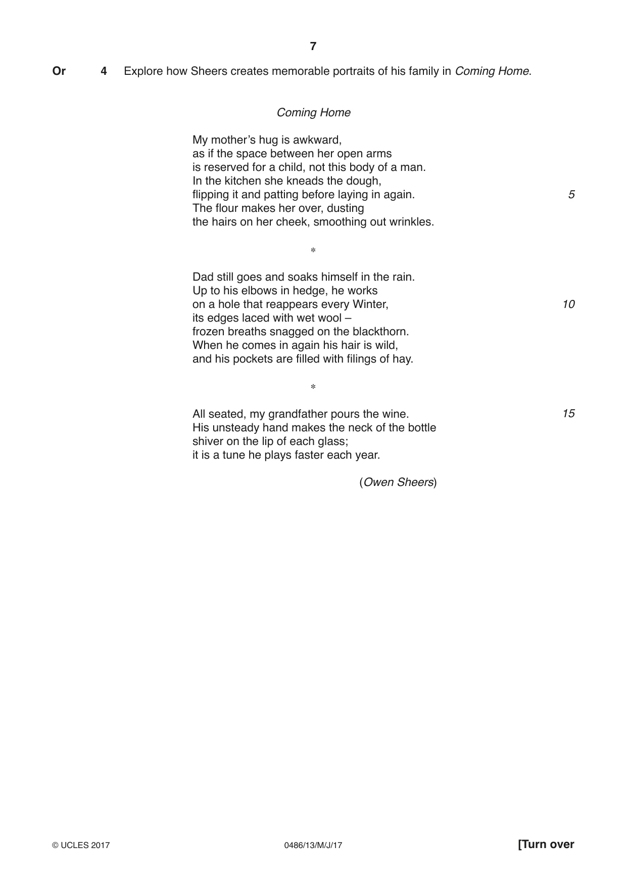Cambridge IGCSE English - Literature 0486 2017 May/June Paper 1 · Variant 3 question paper, page 7 of 28