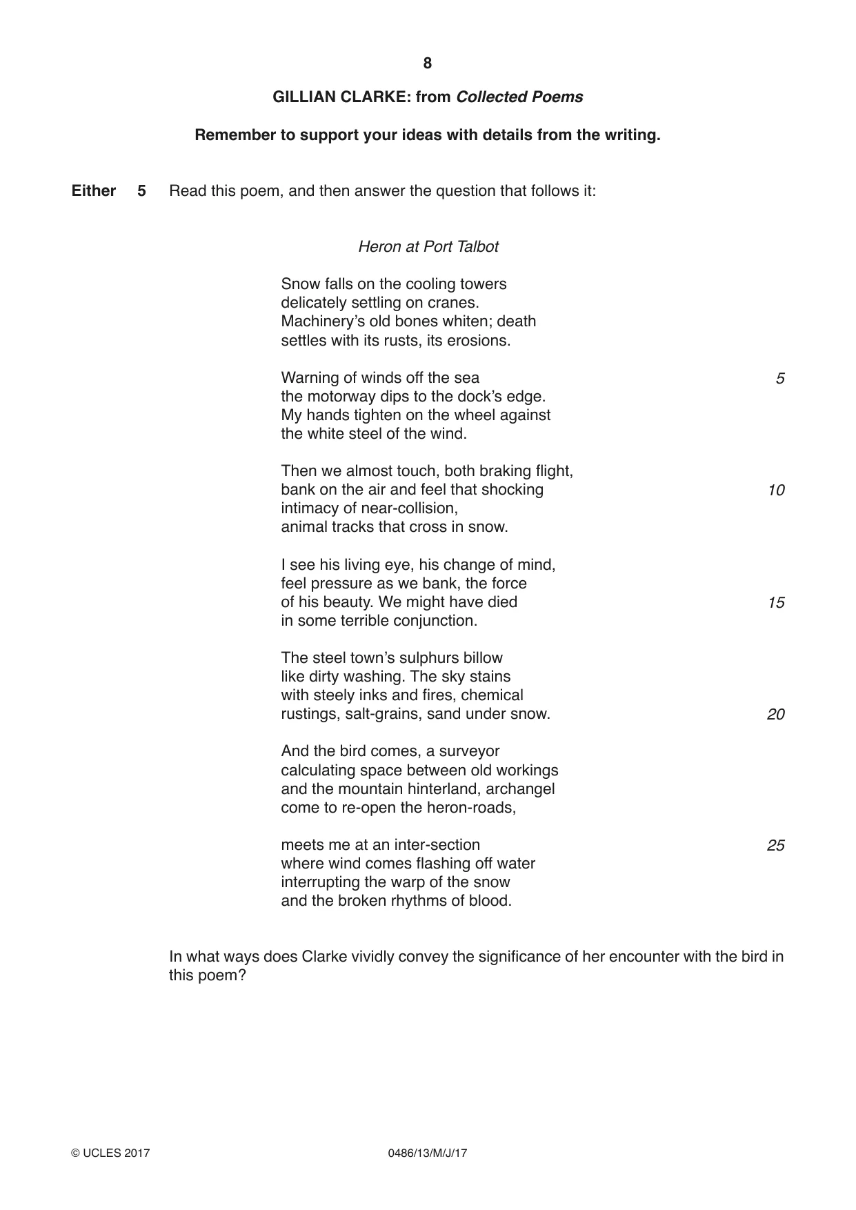 Cambridge IGCSE English - Literature 0486 2017 May/June Paper 1 · Variant 3 question paper, page 8 of 28