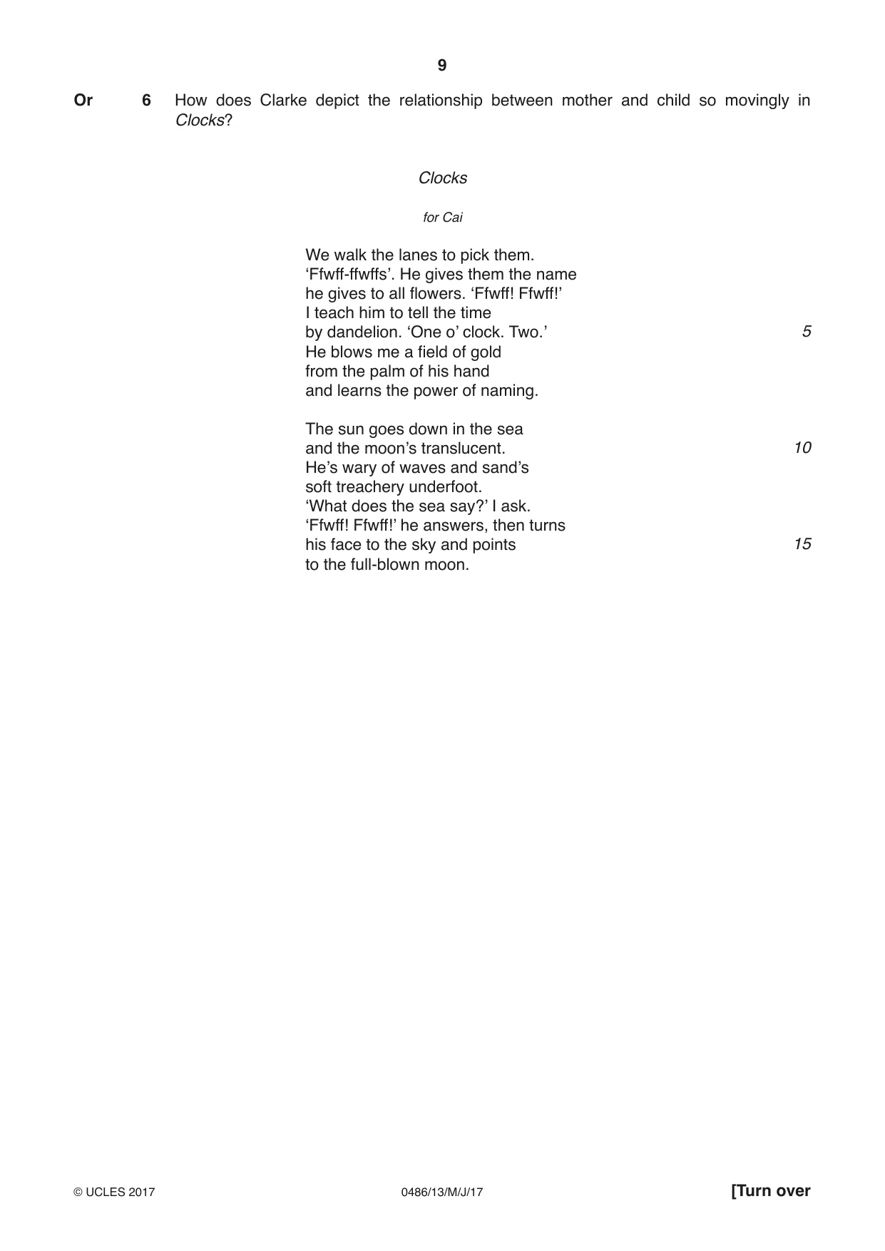 Cambridge IGCSE English - Literature 0486 2017 May/June Paper 1 · Variant 3 question paper, page 9 of 28