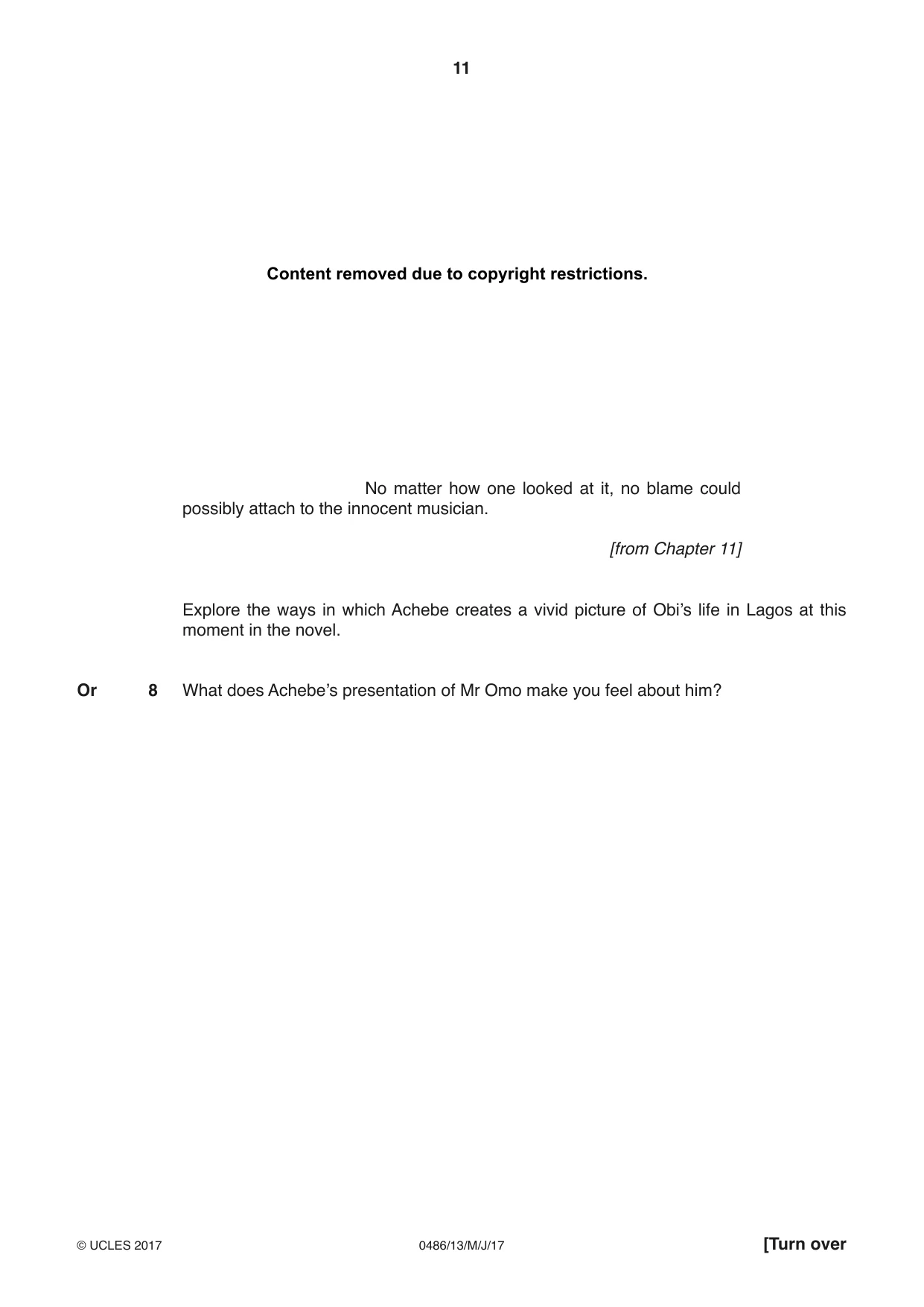 Cambridge IGCSE English - Literature 0486 2017 May/June Paper 1 · Variant 3 question paper, page 11 of 28