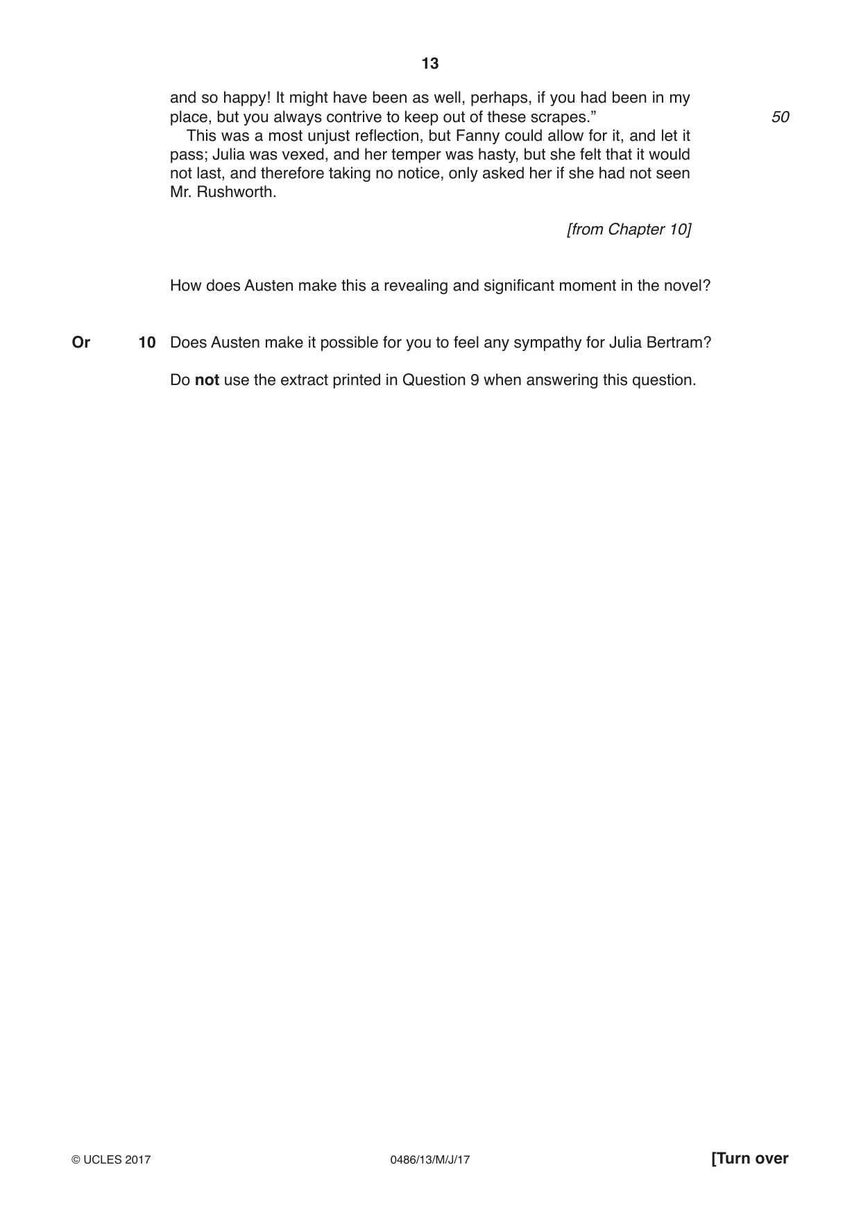 Cambridge IGCSE English - Literature 0486 2017 May/June Paper 1 · Variant 3 question paper, page 13 of 28