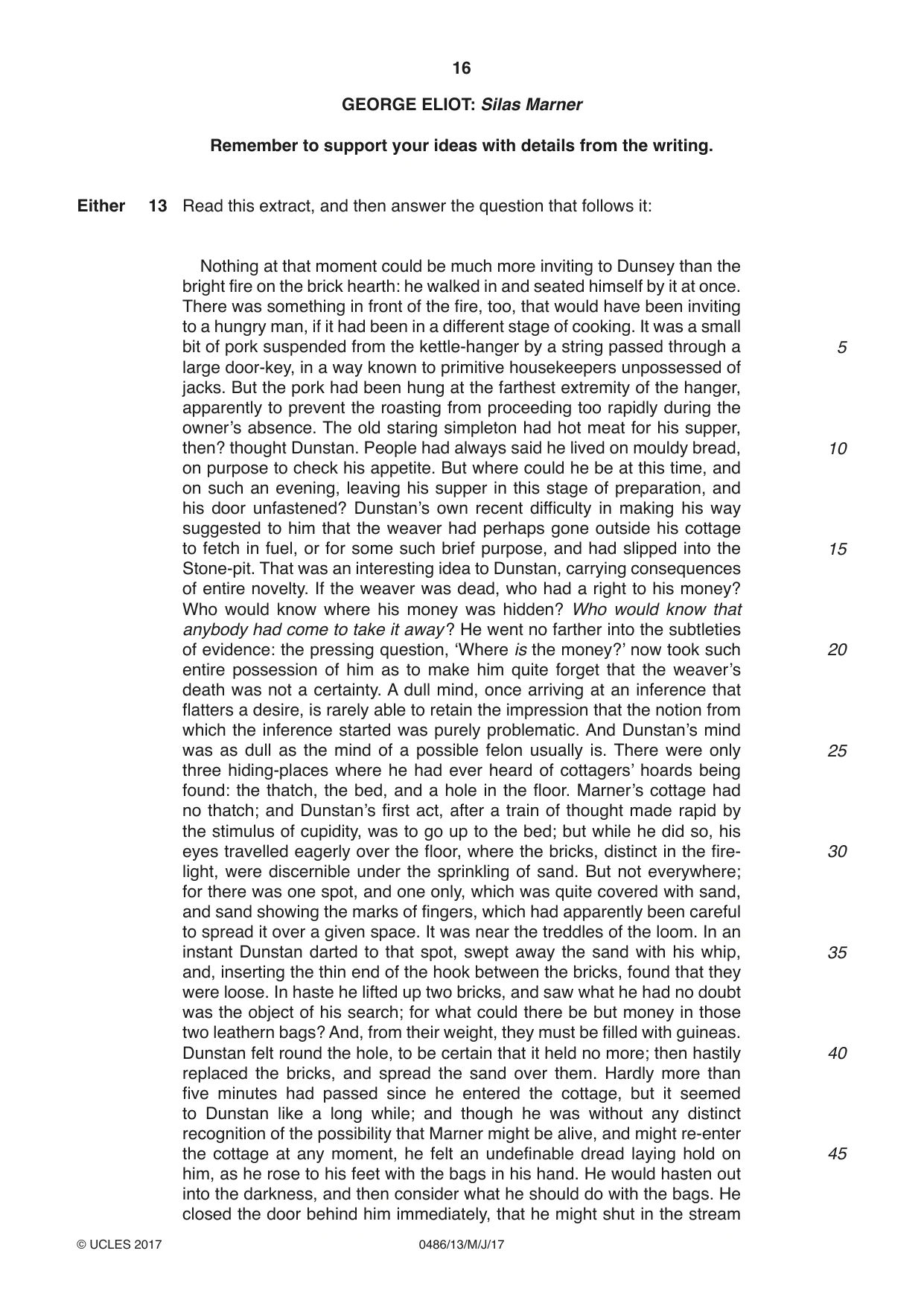 Cambridge IGCSE English - Literature 0486 2017 May/June Paper 1 · Variant 3 question paper, page 16 of 28