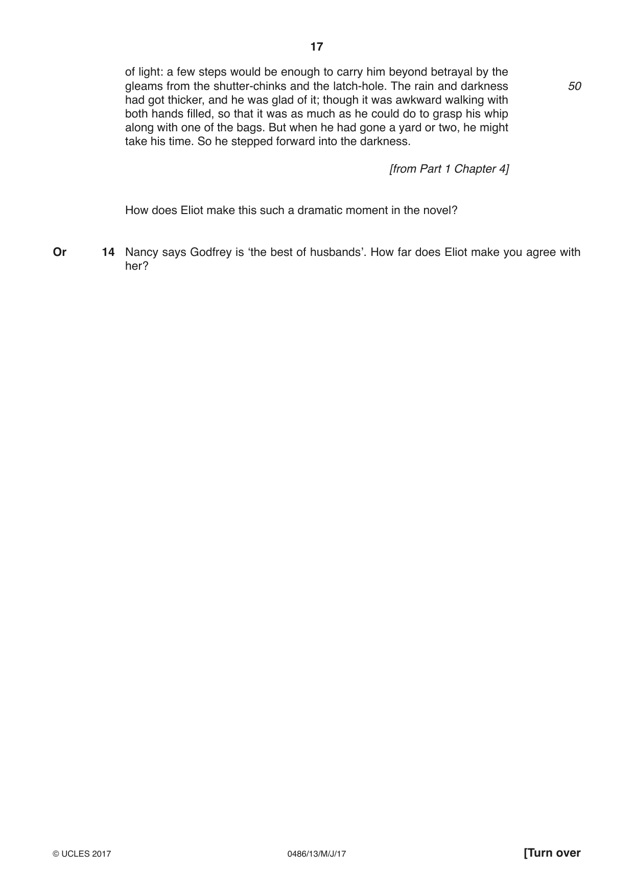 Cambridge IGCSE English - Literature 0486 2017 May/June Paper 1 · Variant 3 question paper, page 17 of 28