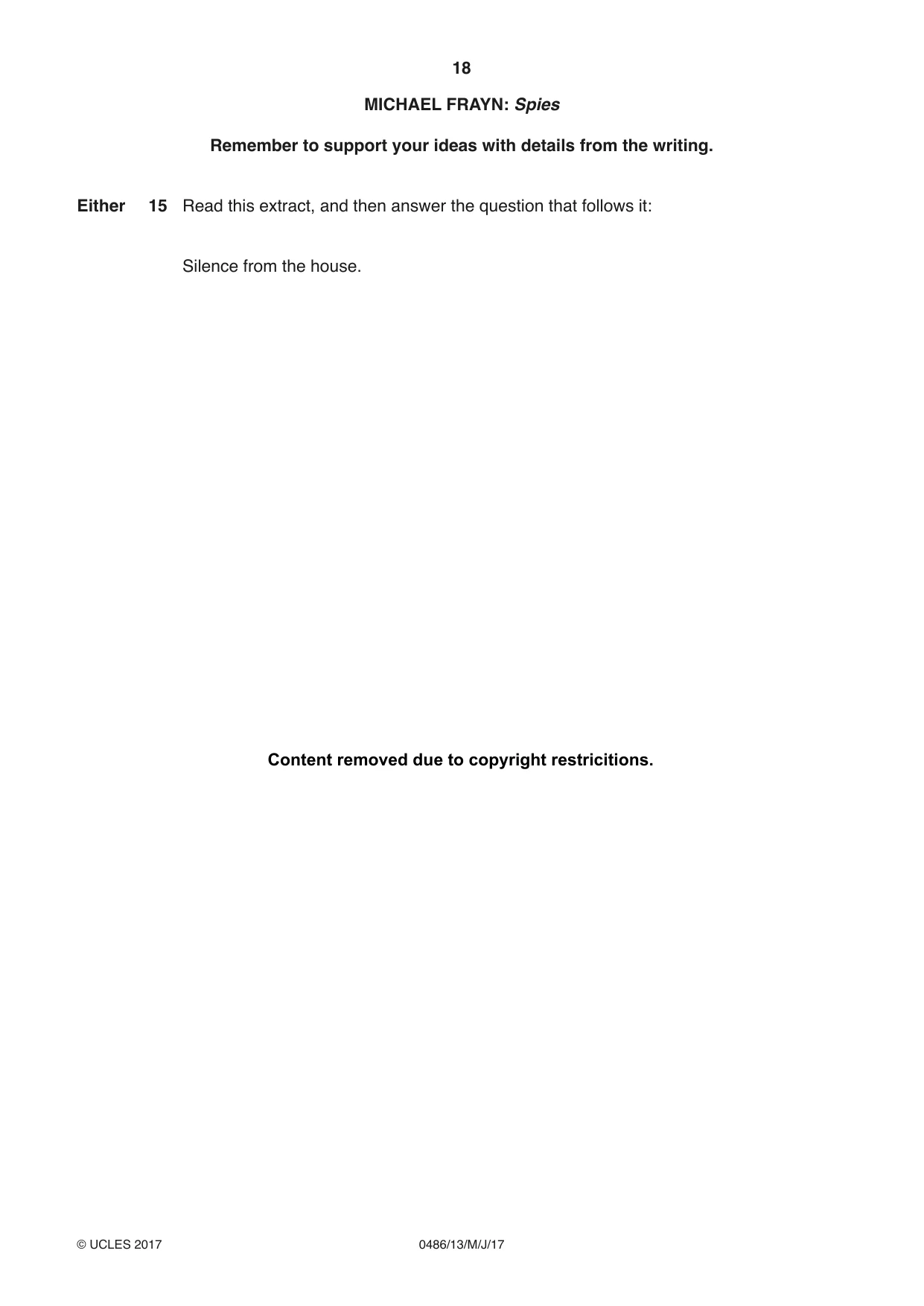 Cambridge IGCSE English - Literature 0486 2017 May/June Paper 1 · Variant 3 question paper, page 18 of 28