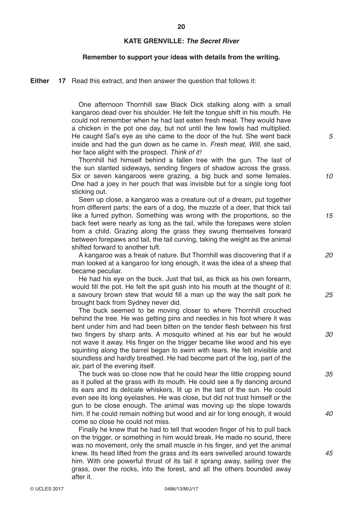 Cambridge IGCSE English - Literature 0486 2017 May/June Paper 1 · Variant 3 question paper, page 20 of 28