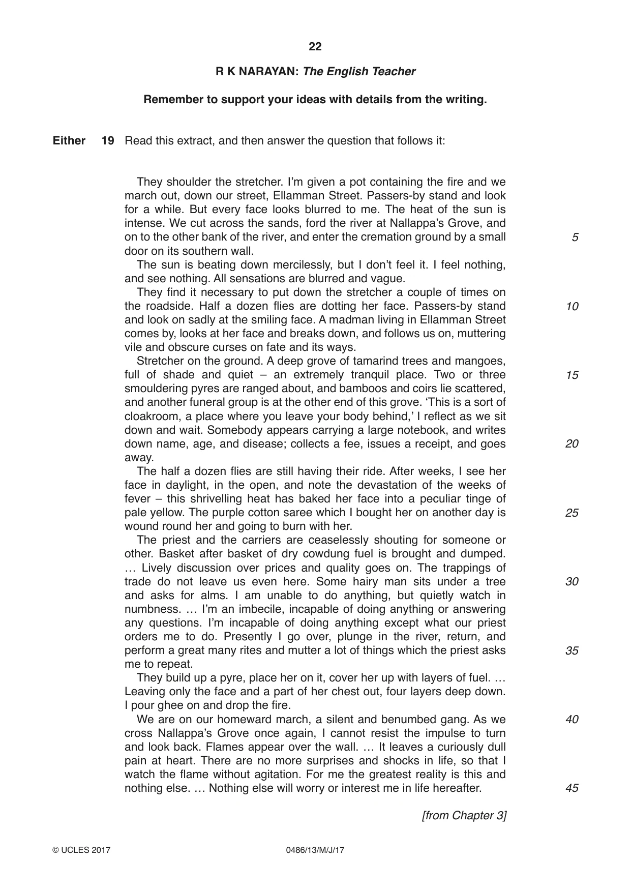 Cambridge IGCSE English - Literature 0486 2017 May/June Paper 1 · Variant 3 question paper, page 22 of 28