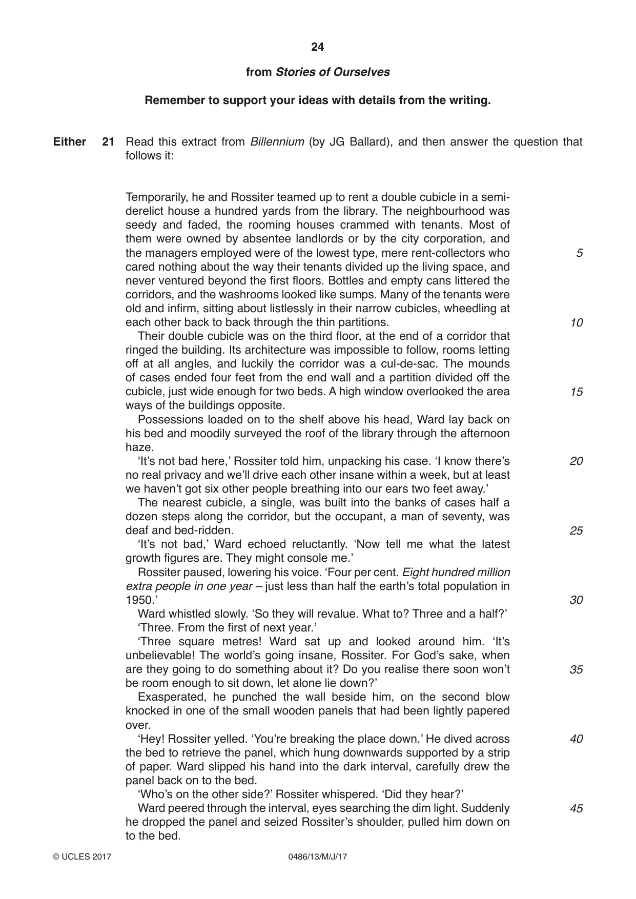 Cambridge IGCSE English - Literature 0486 2017 May/June Paper 1 · Variant 3 question paper, page 24 of 28