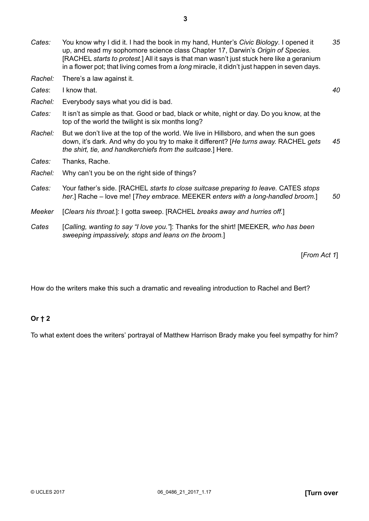 Cambridge IGCSE English - Literature 0486 2017 May/June Paper 2 · Variant 1 question paper, page 3 of 12