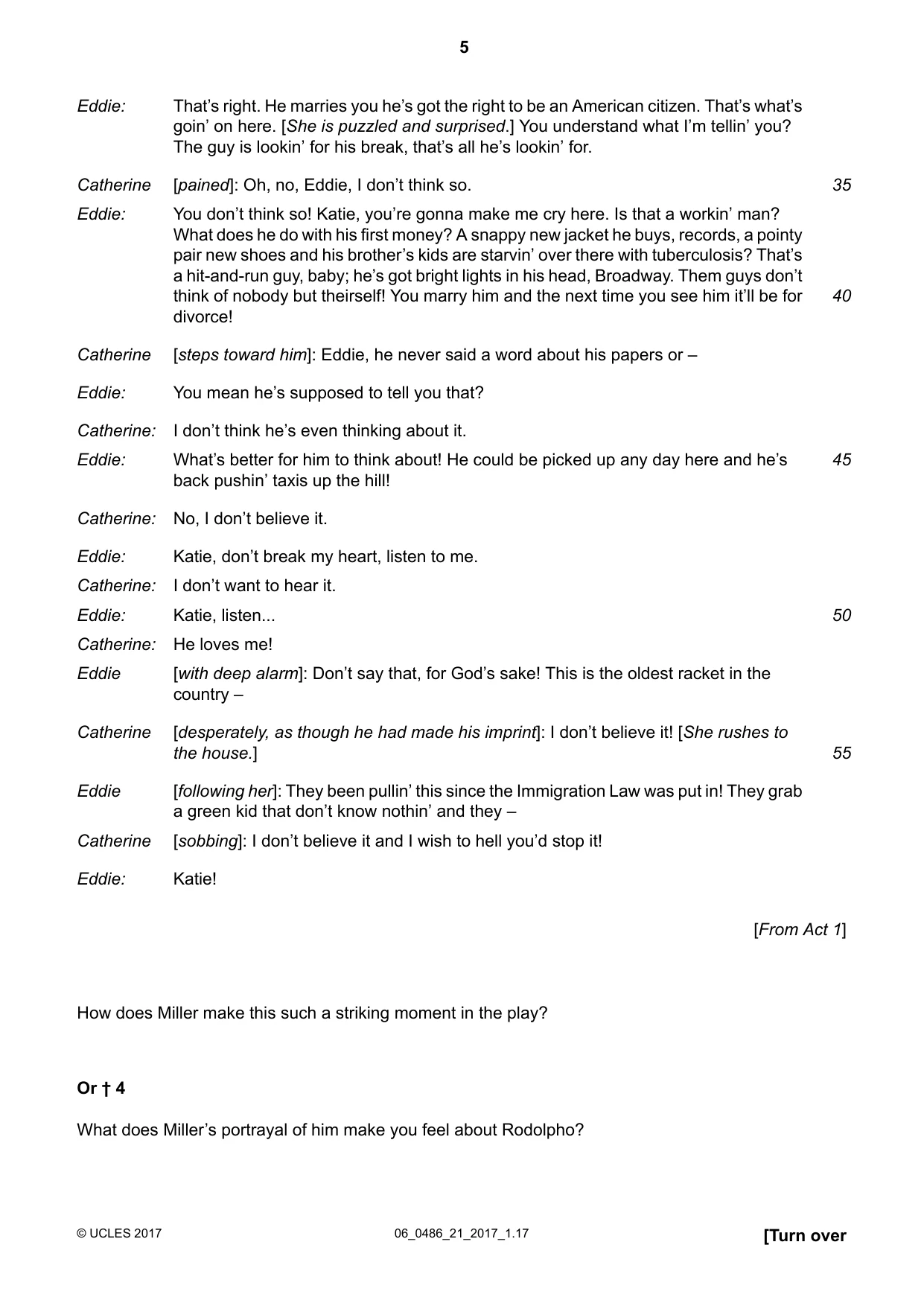 Cambridge IGCSE English - Literature 0486 2017 May/June Paper 2 · Variant 1 question paper, page 5 of 12