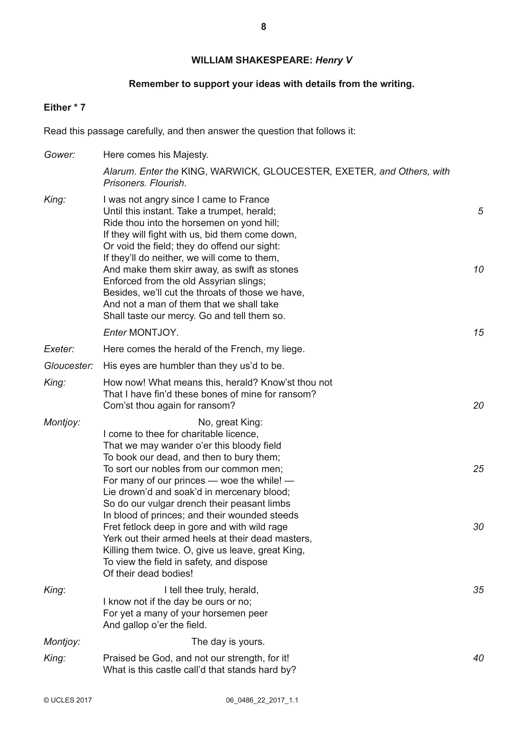 Cambridge IGCSE English - Literature 0486 2017 May/June Paper 2 · Variant 2 question paper, page 8 of 12