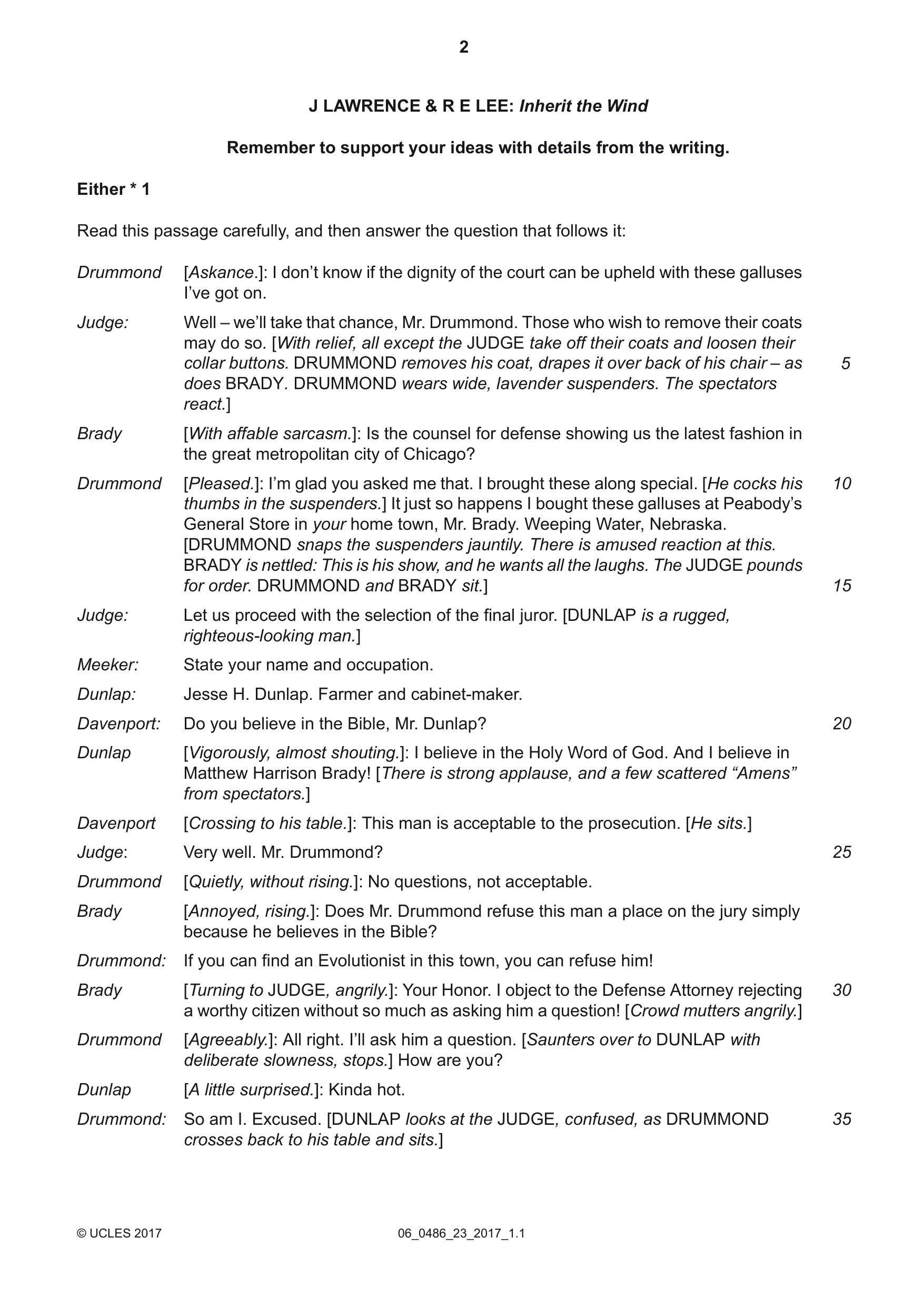 Cambridge IGCSE English - Literature 0486 2017 May/June Paper 2 · Variant 3 question paper, page 2 of 12