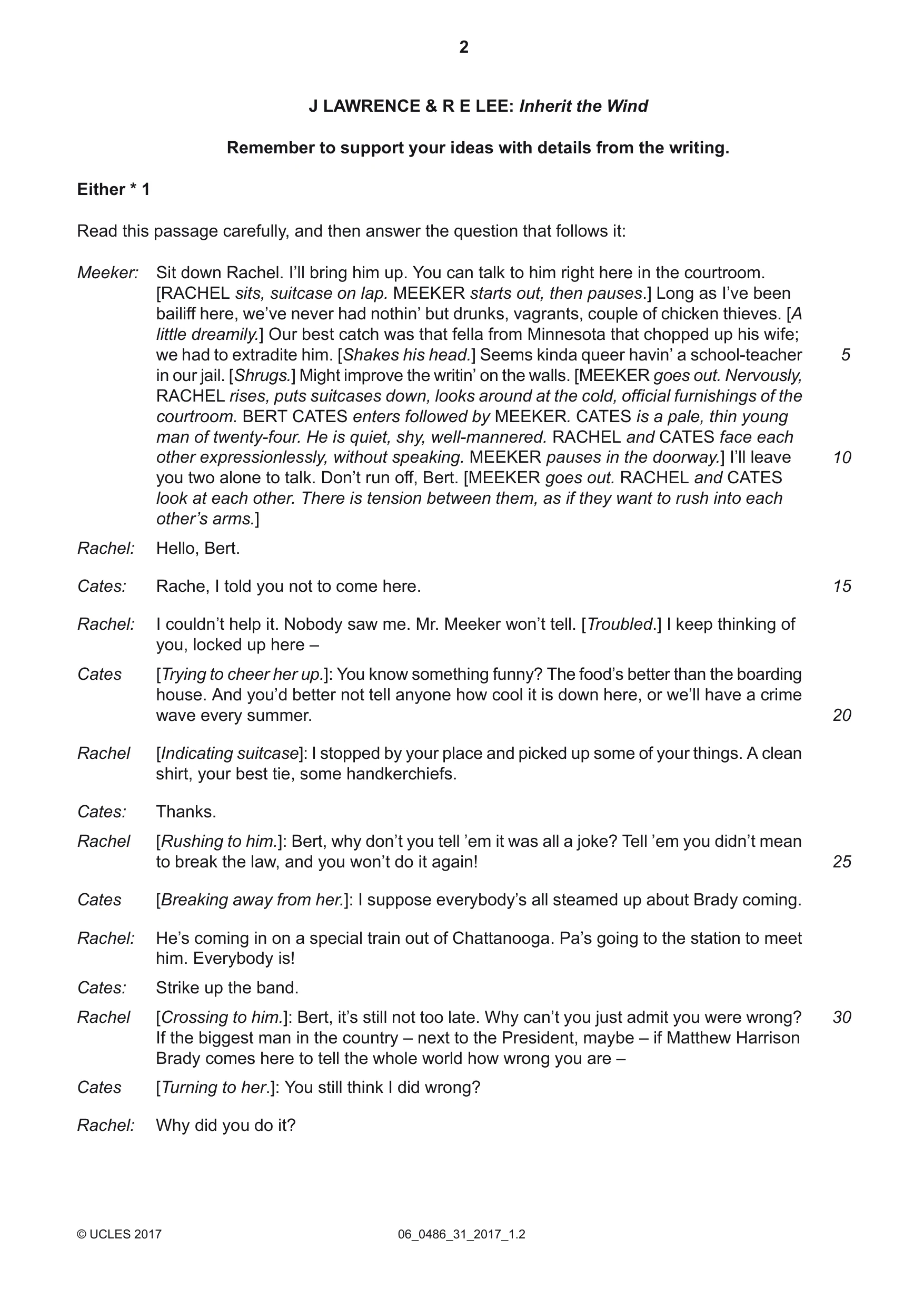 Cambridge IGCSE English - Literature 0486 2017 May/June Paper 3 · Variant 1 question paper, page 2 of 12