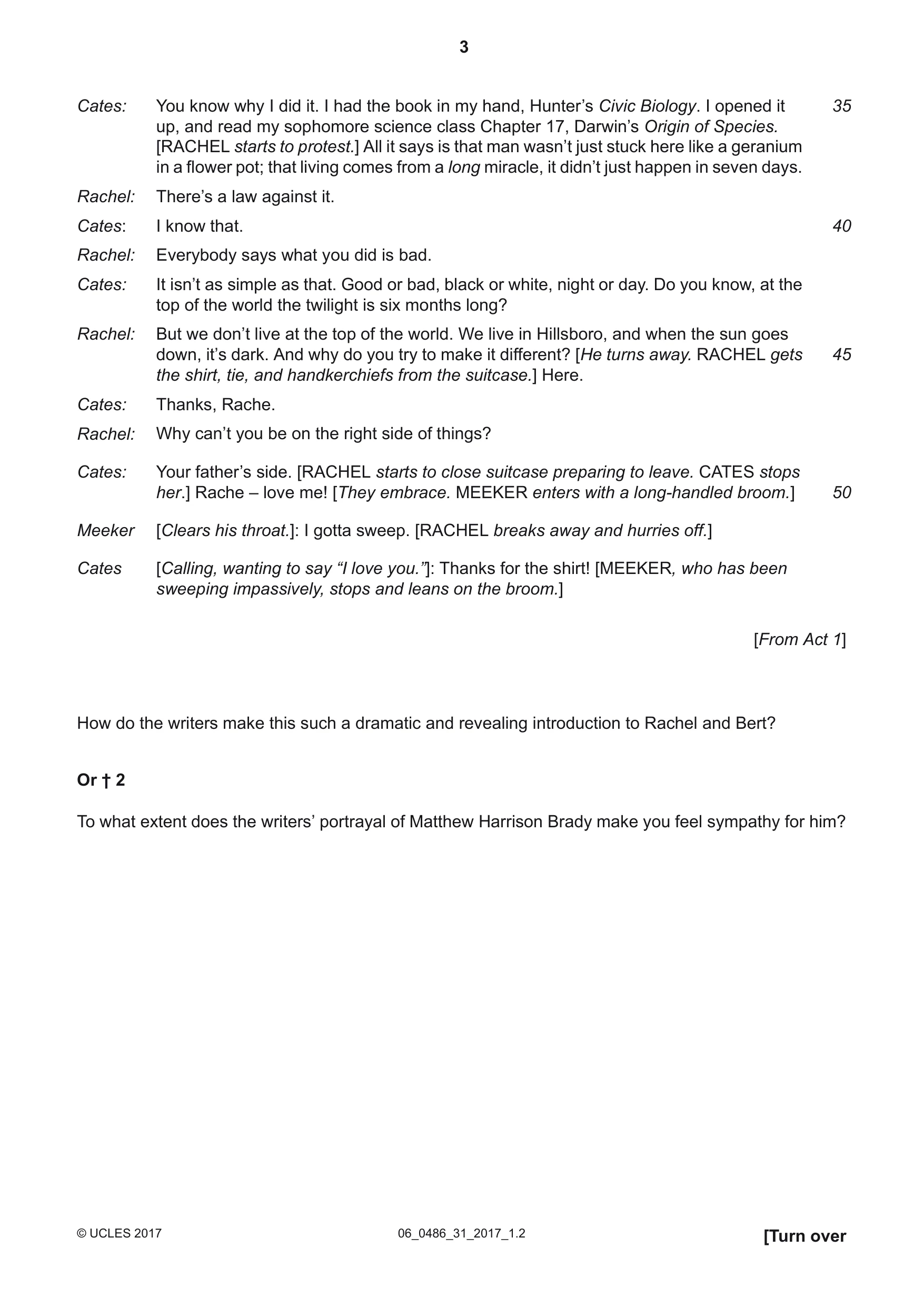 Cambridge IGCSE English - Literature 0486 2017 May/June Paper 3 · Variant 1 question paper, page 3 of 12