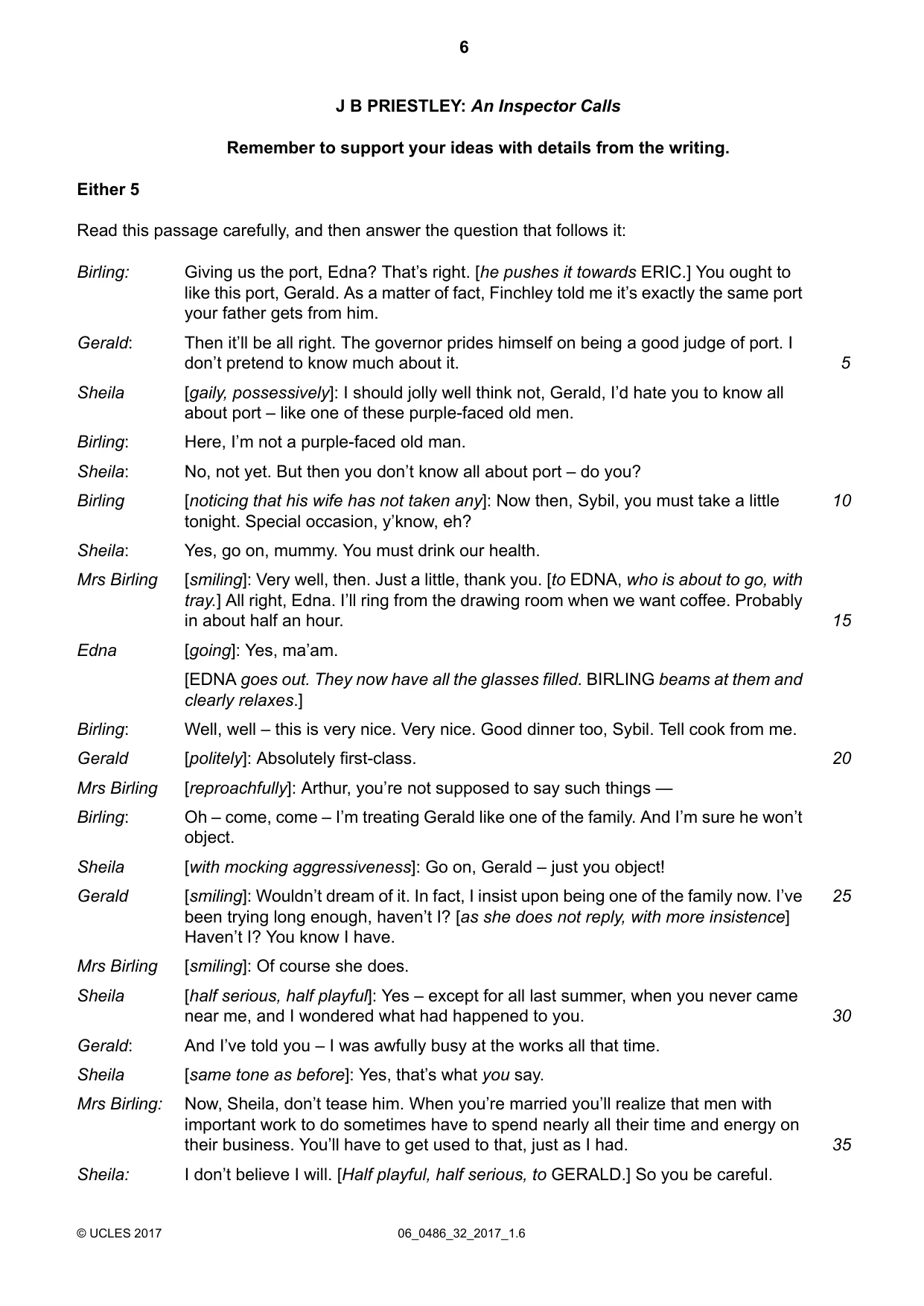 Cambridge IGCSE English - Literature 0486 2017 May/June Paper 3 · Variant 2 question paper, page 6 of 12