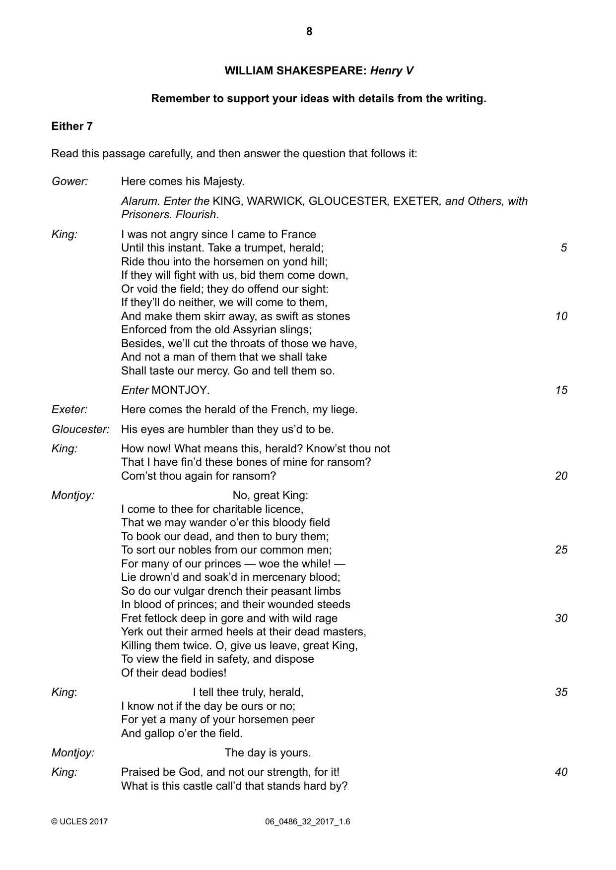 Cambridge IGCSE English - Literature 0486 2017 May/June Paper 3 · Variant 2 question paper, page 8 of 12
