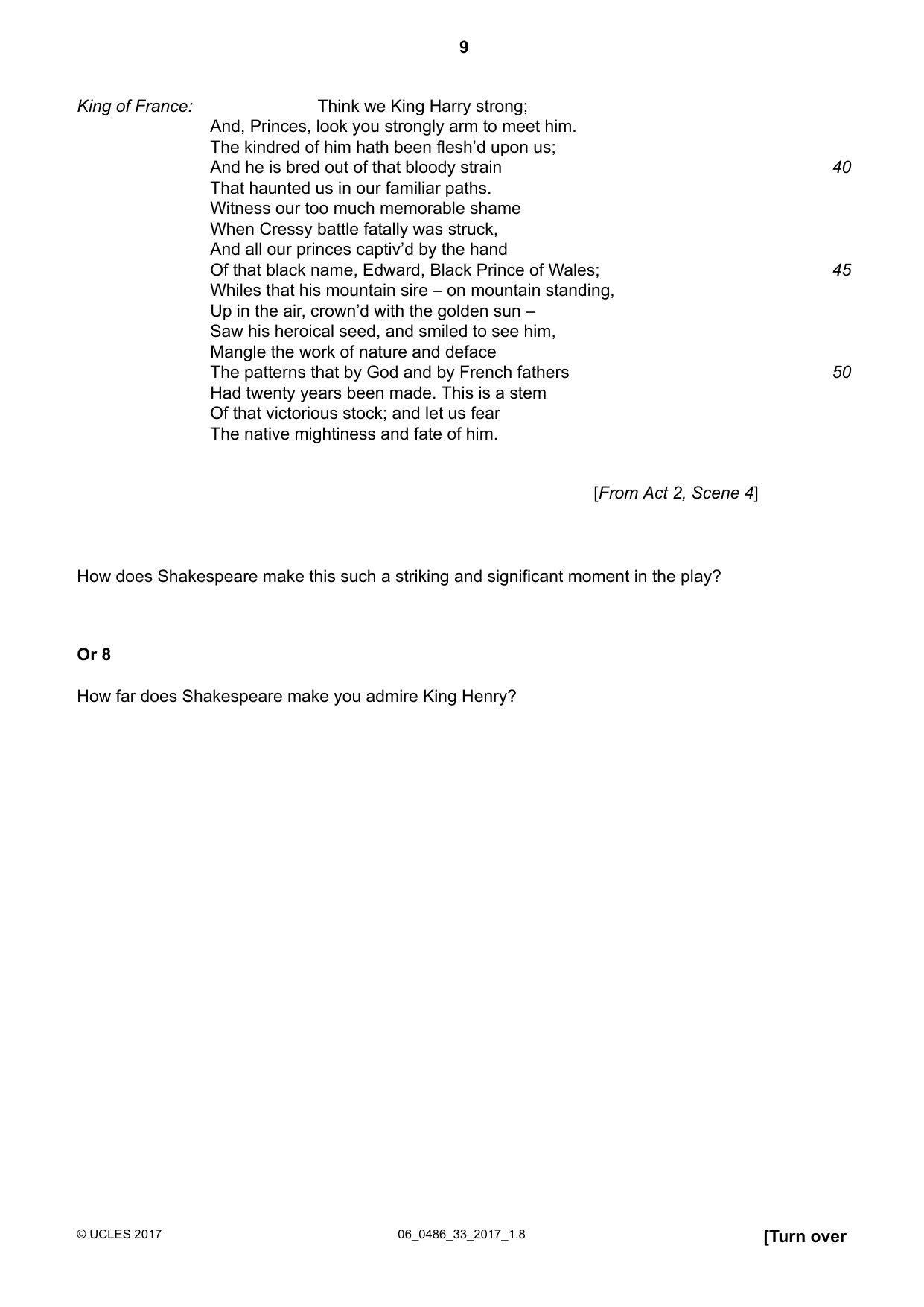 Cambridge IGCSE English - Literature 0486 2017 May/June Paper 3 · Variant 3 question paper, page 9 of 12