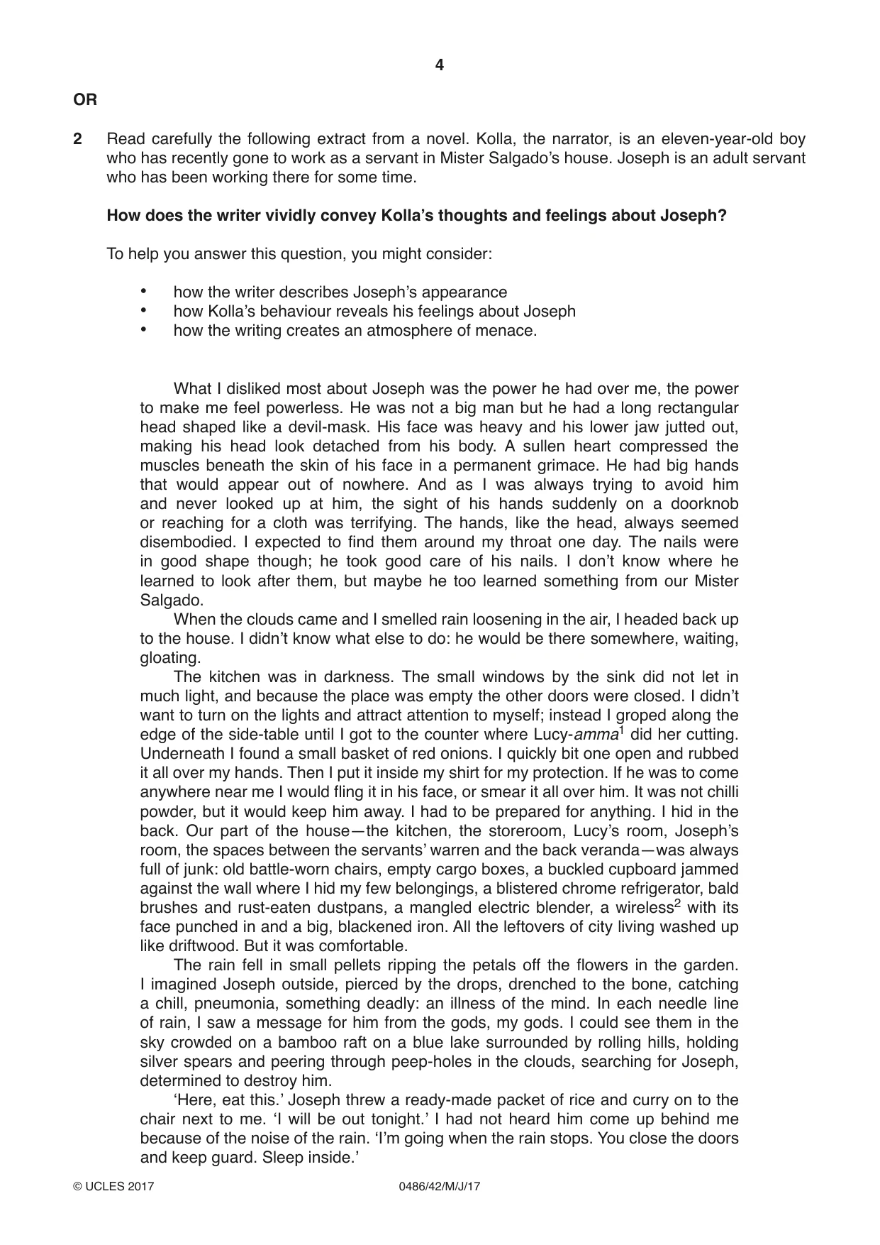 Cambridge IGCSE English - Literature 0486 2017 May/June Paper 4 · Variant 2 question paper, page 4 of 8