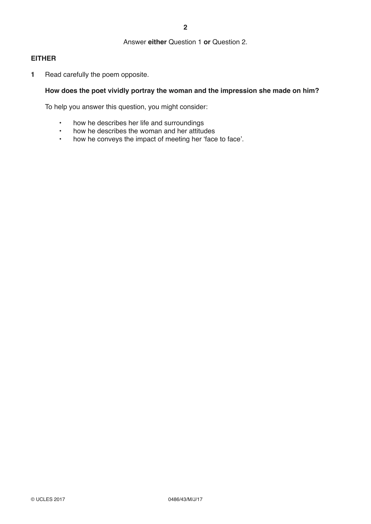 Cambridge IGCSE English - Literature 0486 2017 May/June Paper 4 · Variant 3 question paper, page 2 of 8