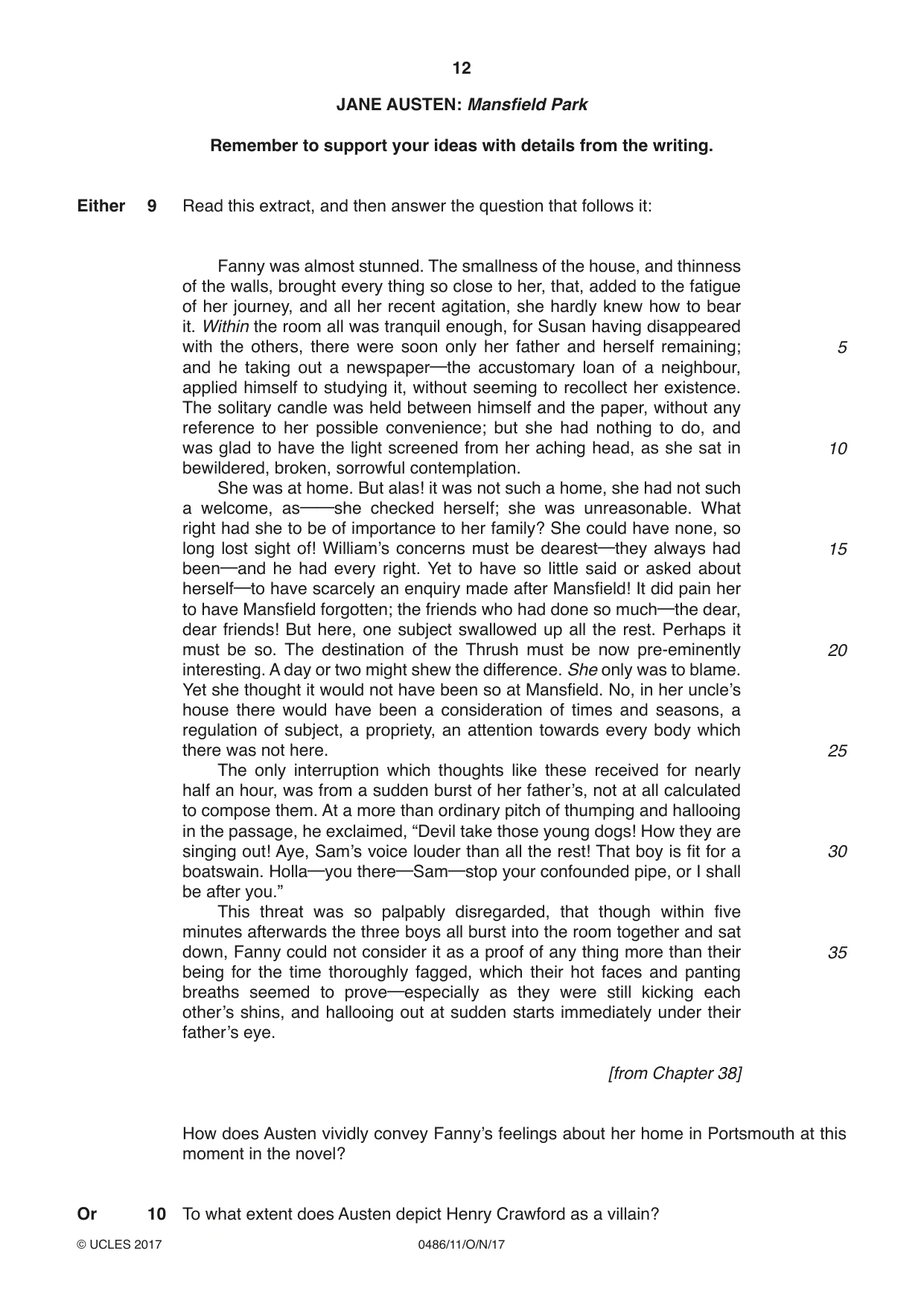 Cambridge IGCSE English - Literature 0486 2017 Oct/Nov Paper 1 · Variant 1 question paper, page 12 of 28