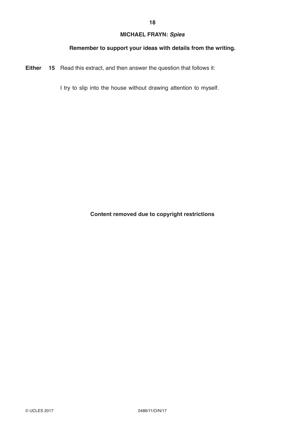 Cambridge IGCSE English - Literature 0486 2017 Oct/Nov Paper 1 · Variant 1 question paper, page 18 of 28