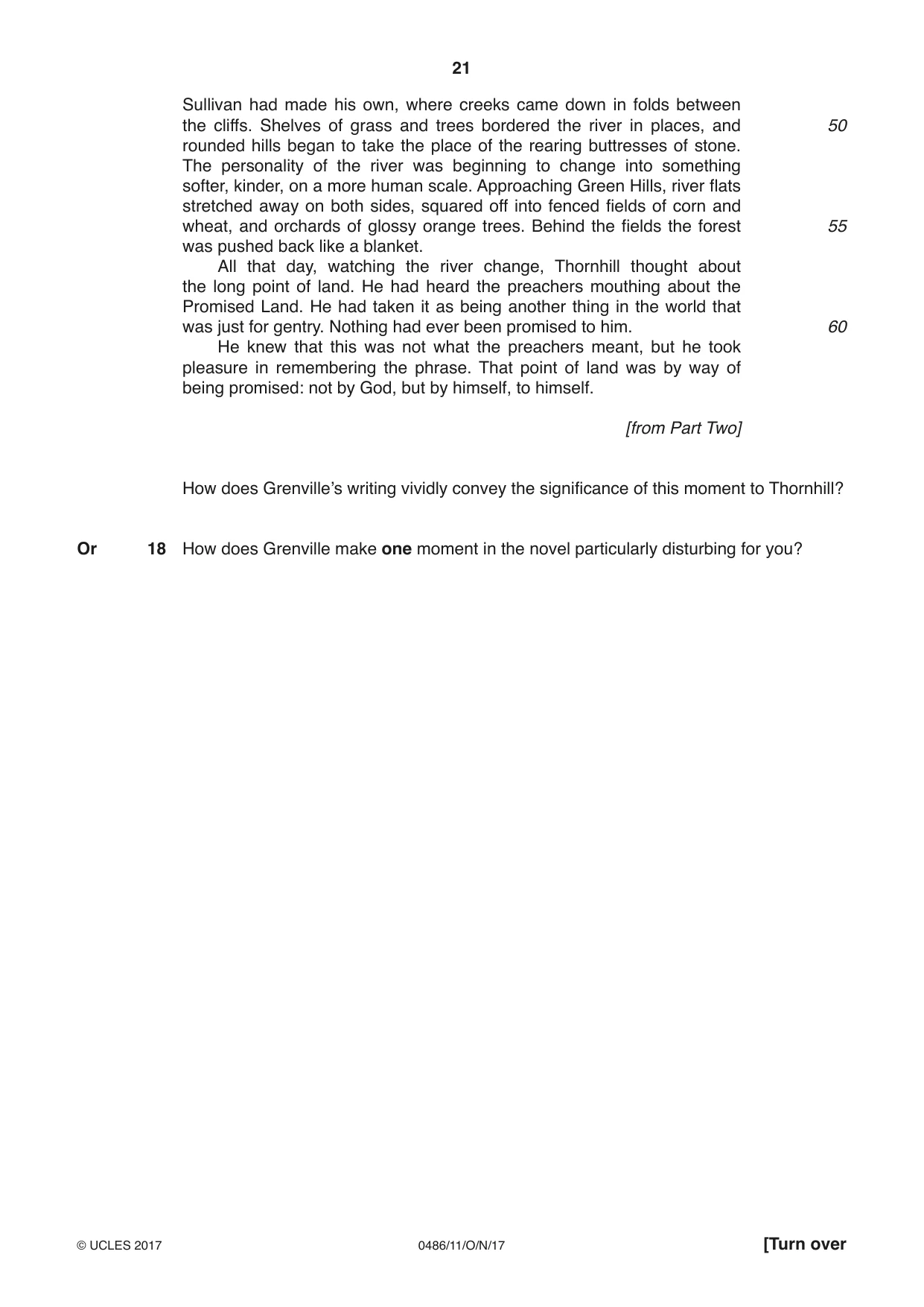 Cambridge IGCSE English - Literature 0486 2017 Oct/Nov Paper 1 · Variant 1 question paper, page 21 of 28