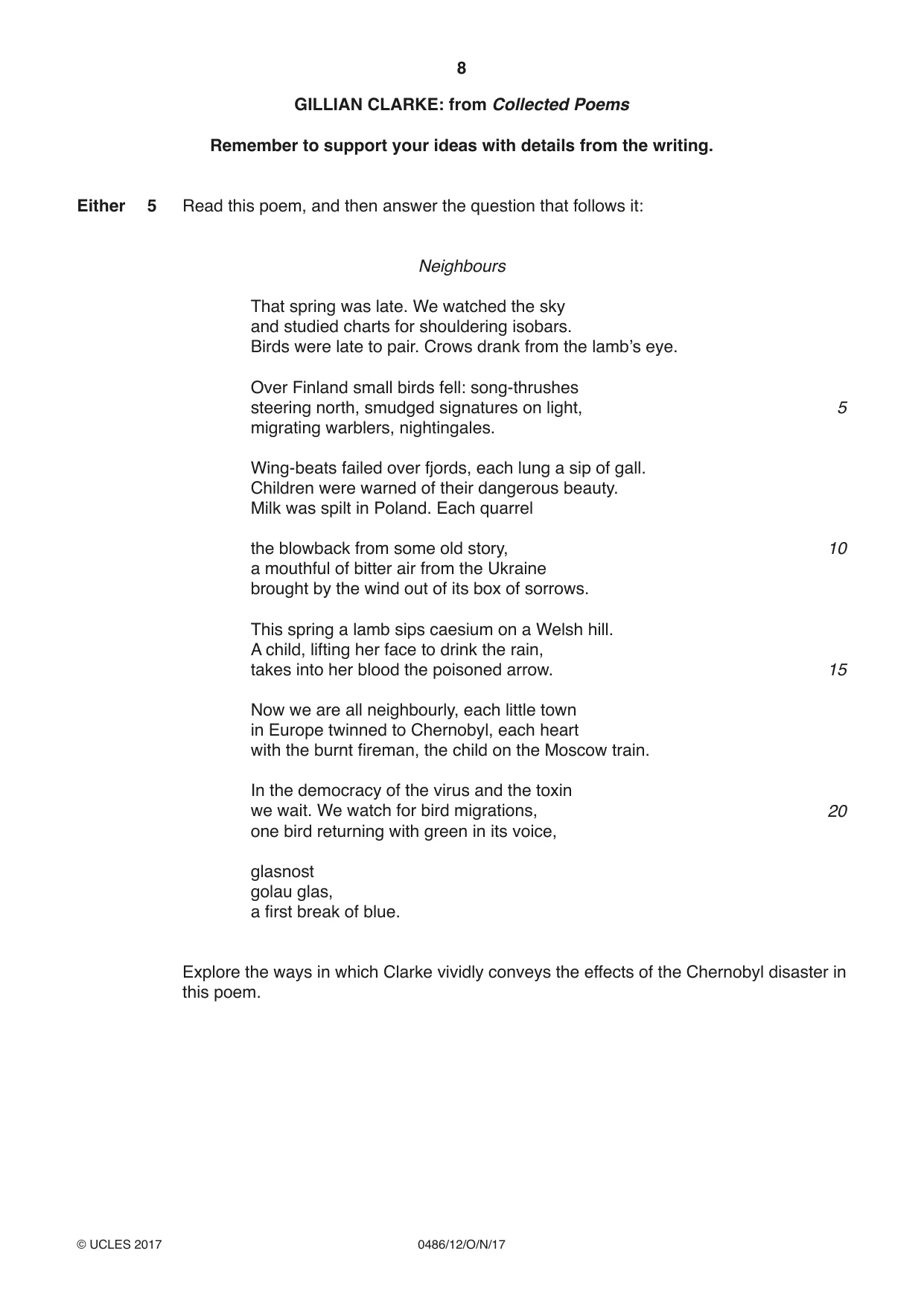 Cambridge IGCSE English - Literature 0486 2017 Oct/Nov Paper 1 · Variant 2 question paper, page 8 of 28