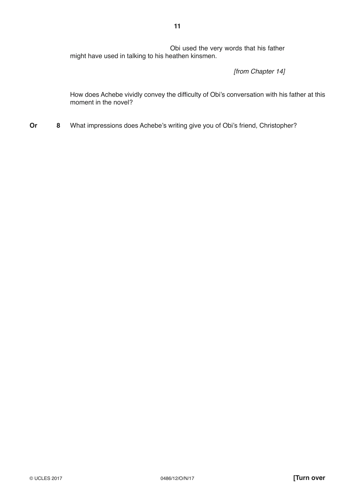 Cambridge IGCSE English - Literature 0486 2017 Oct/Nov Paper 1 · Variant 2 question paper, page 11 of 28