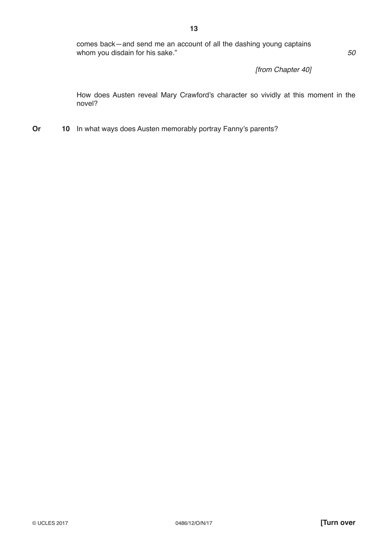 Cambridge IGCSE English - Literature 0486 2017 Oct/Nov Paper 1 · Variant 2 question paper, page 13 of 28