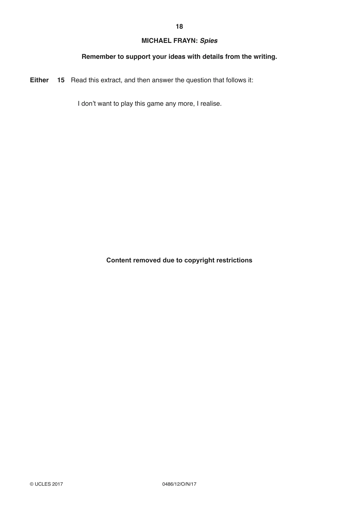Cambridge IGCSE English - Literature 0486 2017 Oct/Nov Paper 1 · Variant 2 question paper, page 18 of 28