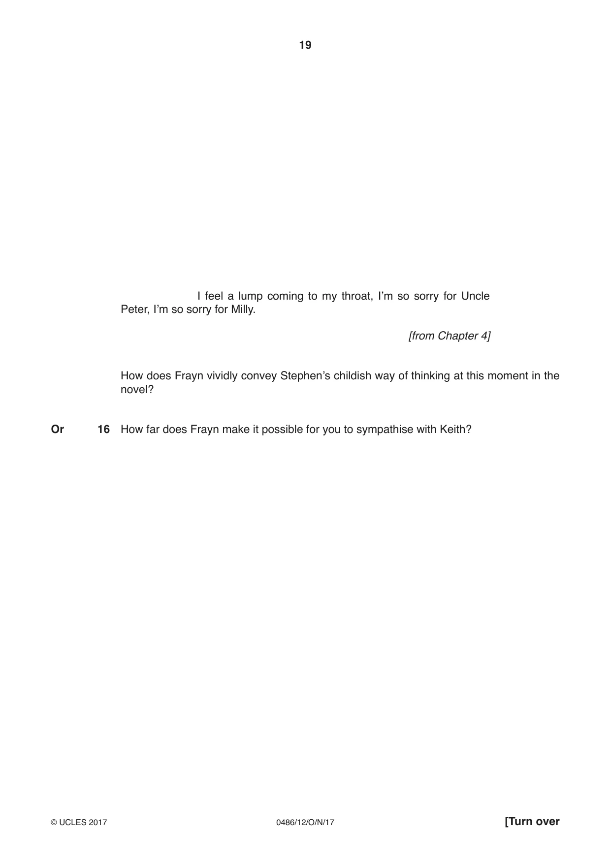 Cambridge IGCSE English - Literature 0486 2017 Oct/Nov Paper 1 · Variant 2 question paper, page 19 of 28