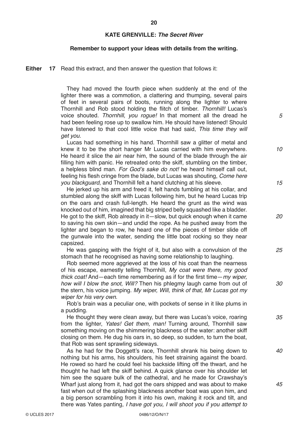 Cambridge IGCSE English - Literature 0486 2017 Oct/Nov Paper 1 · Variant 2 question paper, page 20 of 28