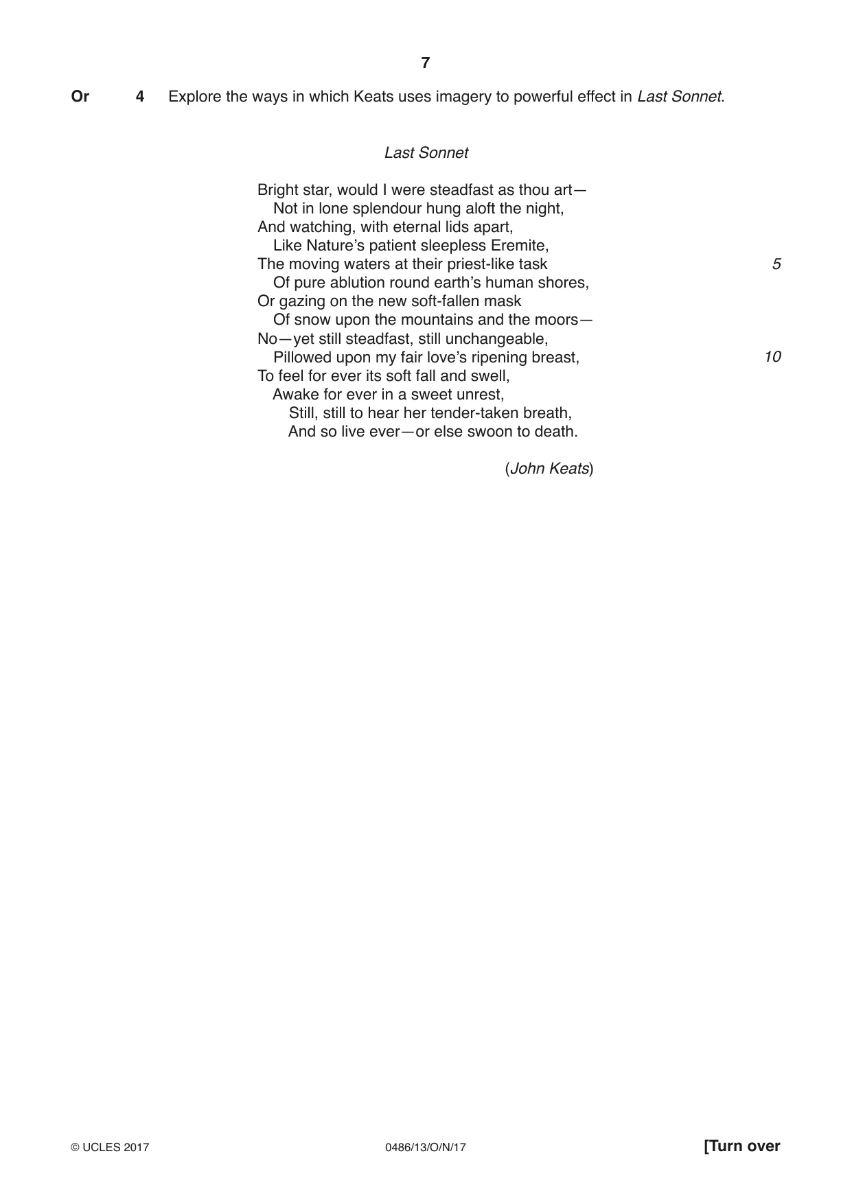 Cambridge IGCSE English - Literature 0486 2017 Oct/Nov Paper 1 · Variant 3 question paper, page 7 of 28