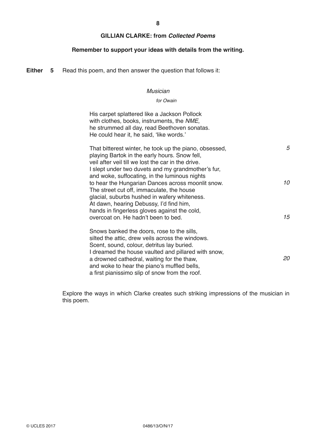 Cambridge IGCSE English - Literature 0486 2017 Oct/Nov Paper 1 · Variant 3 question paper, page 8 of 28