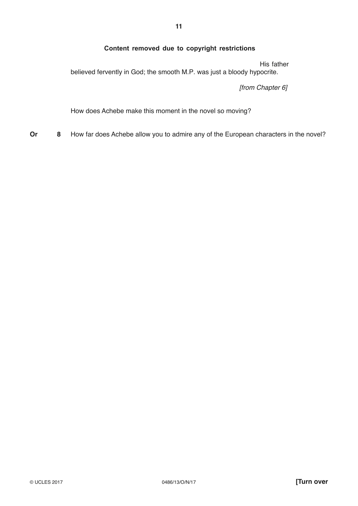 Cambridge IGCSE English - Literature 0486 2017 Oct/Nov Paper 1 · Variant 3 question paper, page 11 of 28