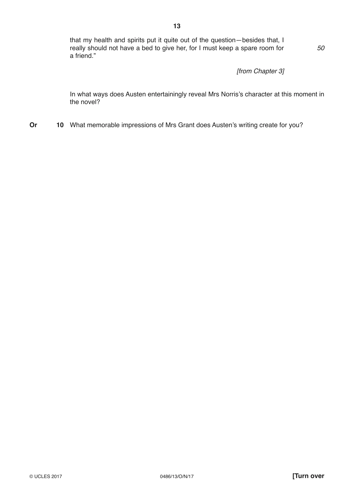 Cambridge IGCSE English - Literature 0486 2017 Oct/Nov Paper 1 · Variant 3 question paper, page 13 of 28