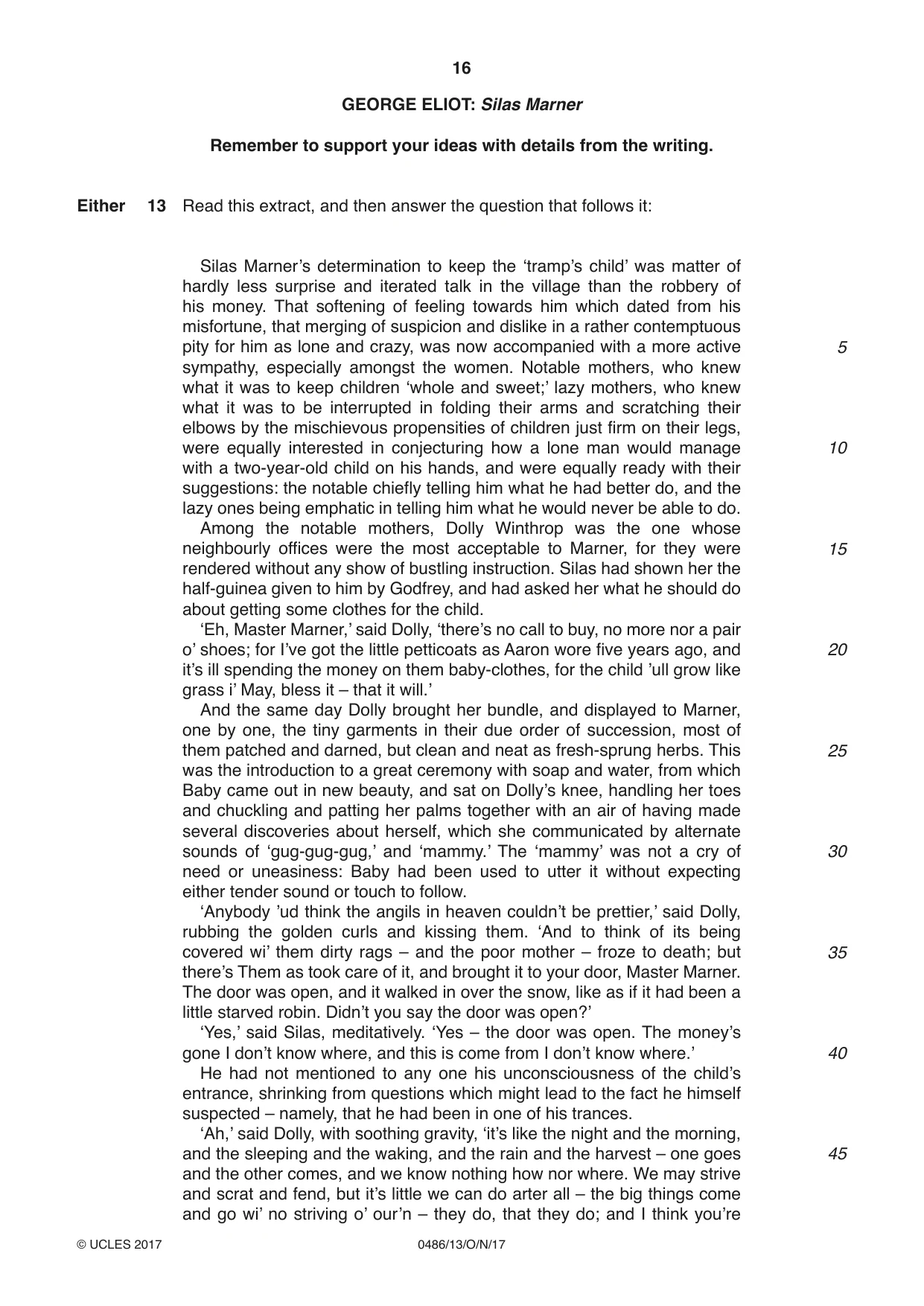 Cambridge IGCSE English - Literature 0486 2017 Oct/Nov Paper 1 · Variant 3 question paper, page 16 of 28