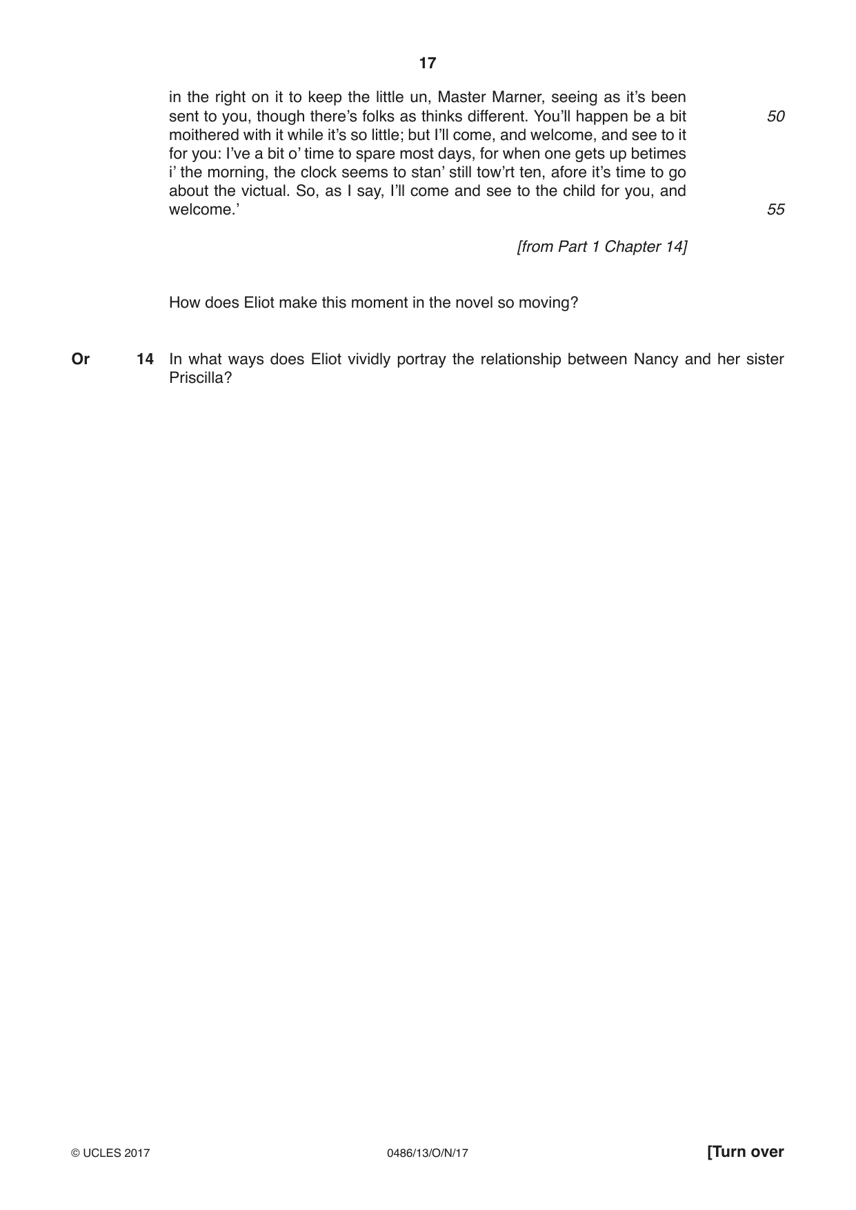 Cambridge IGCSE English - Literature 0486 2017 Oct/Nov Paper 1 · Variant 3 question paper, page 17 of 28