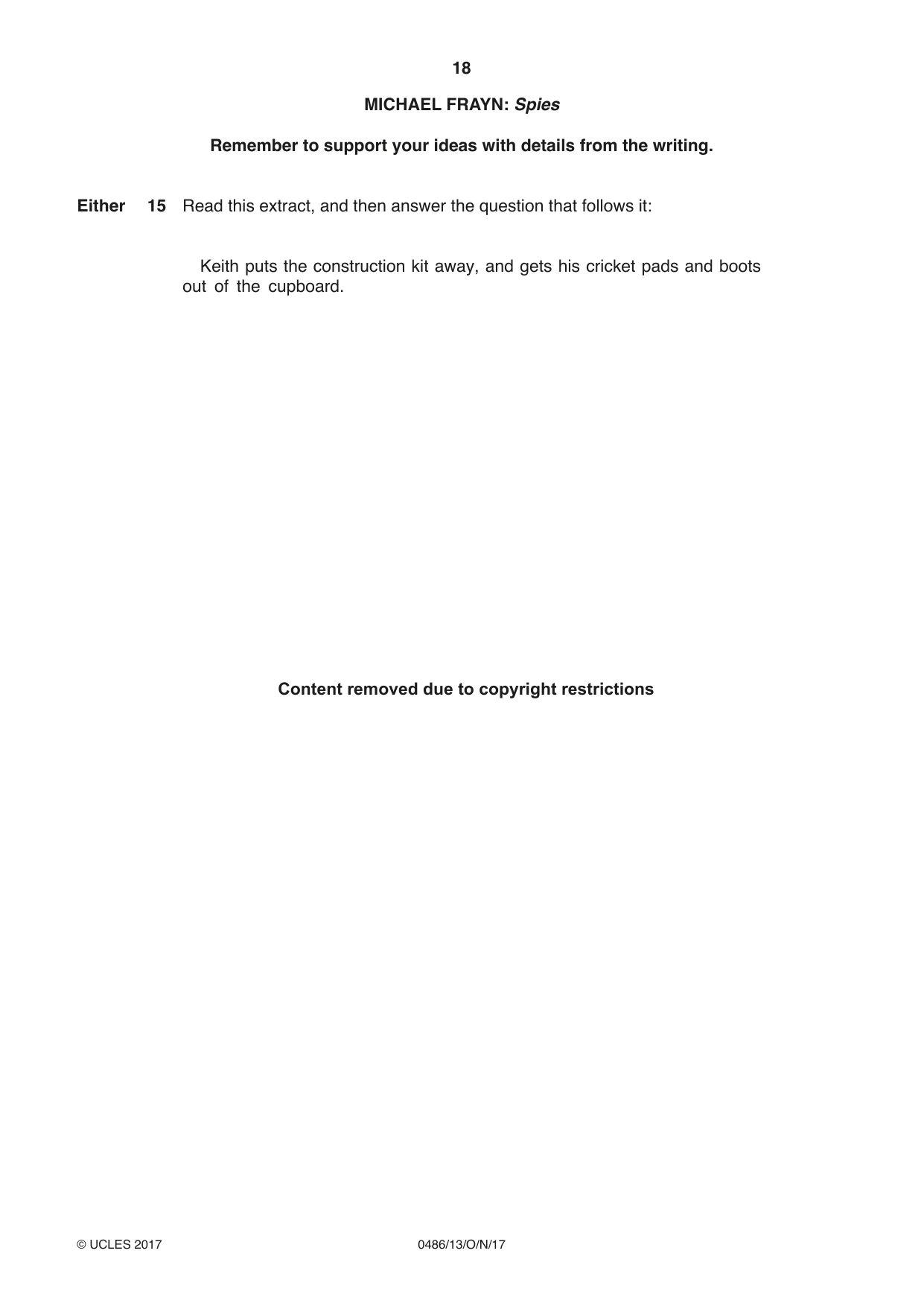 Cambridge IGCSE English - Literature 0486 2017 Oct/Nov Paper 1 · Variant 3 question paper, page 18 of 28