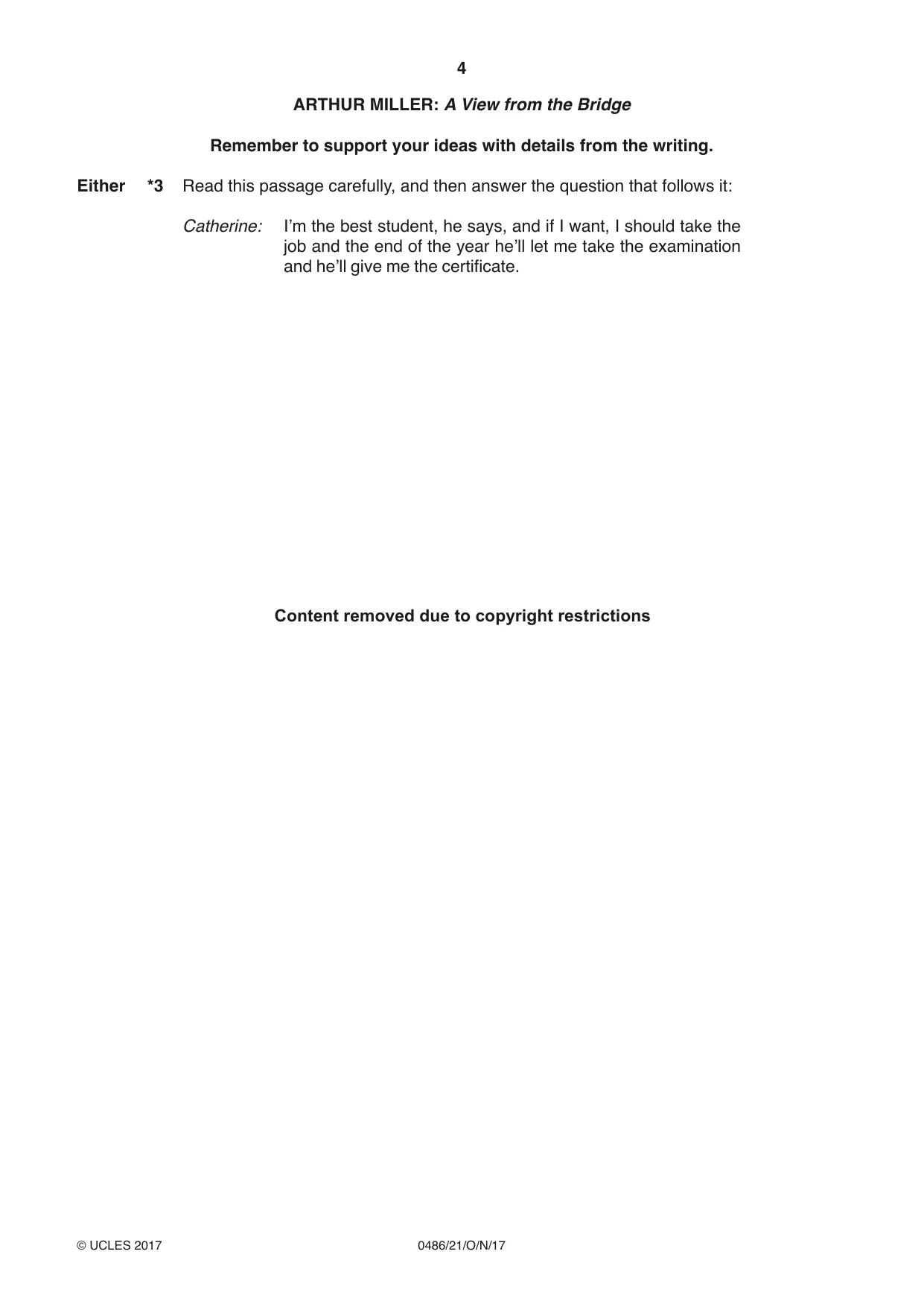 Cambridge IGCSE English - Literature 0486 2017 Oct/Nov Paper 2 · Variant 1 question paper, page 4 of 12