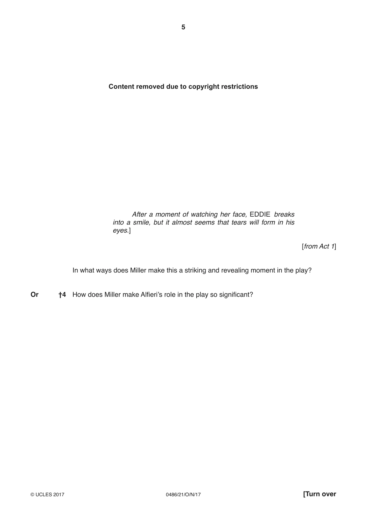 Cambridge IGCSE English - Literature 0486 2017 Oct/Nov Paper 2 · Variant 1 question paper, page 5 of 12