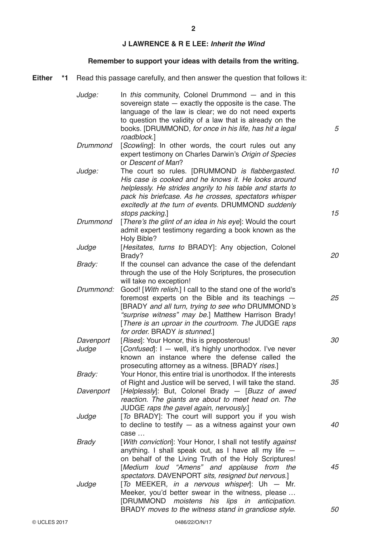 Cambridge IGCSE English - Literature 0486 2017 Oct/Nov Paper 2 · Variant 2 question paper, page 2 of 12