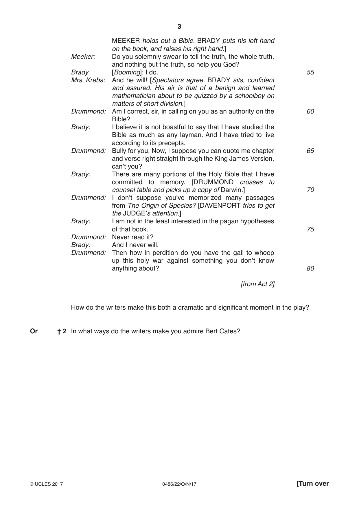 Cambridge IGCSE English - Literature 0486 2017 Oct/Nov Paper 2 · Variant 2 question paper, page 3 of 12