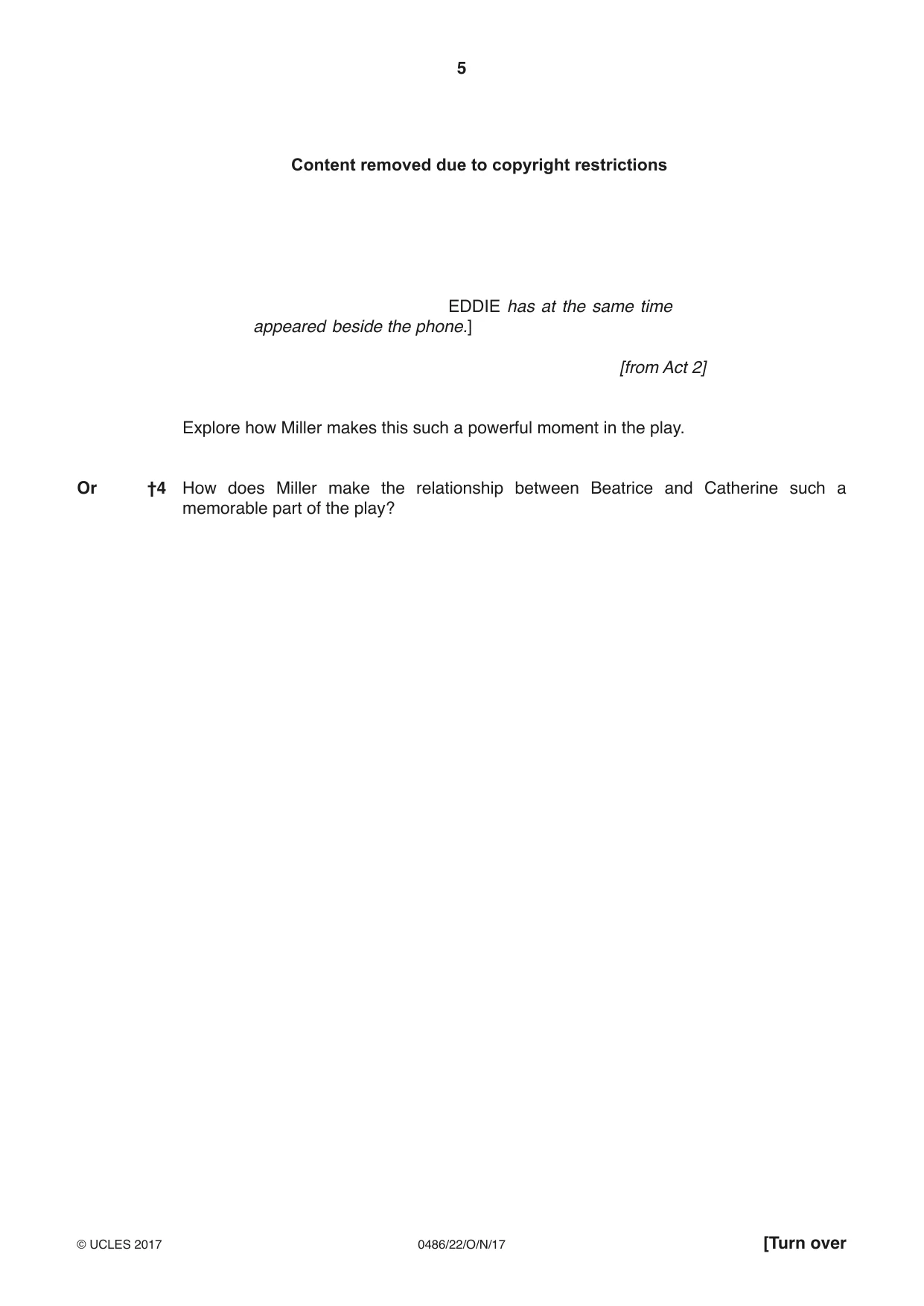Cambridge IGCSE English - Literature 0486 2017 Oct/Nov Paper 2 · Variant 2 question paper, page 5 of 12