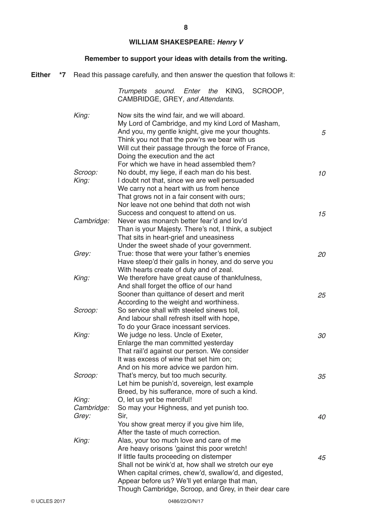 Cambridge IGCSE English - Literature 0486 2017 Oct/Nov Paper 2 · Variant 2 question paper, page 8 of 12