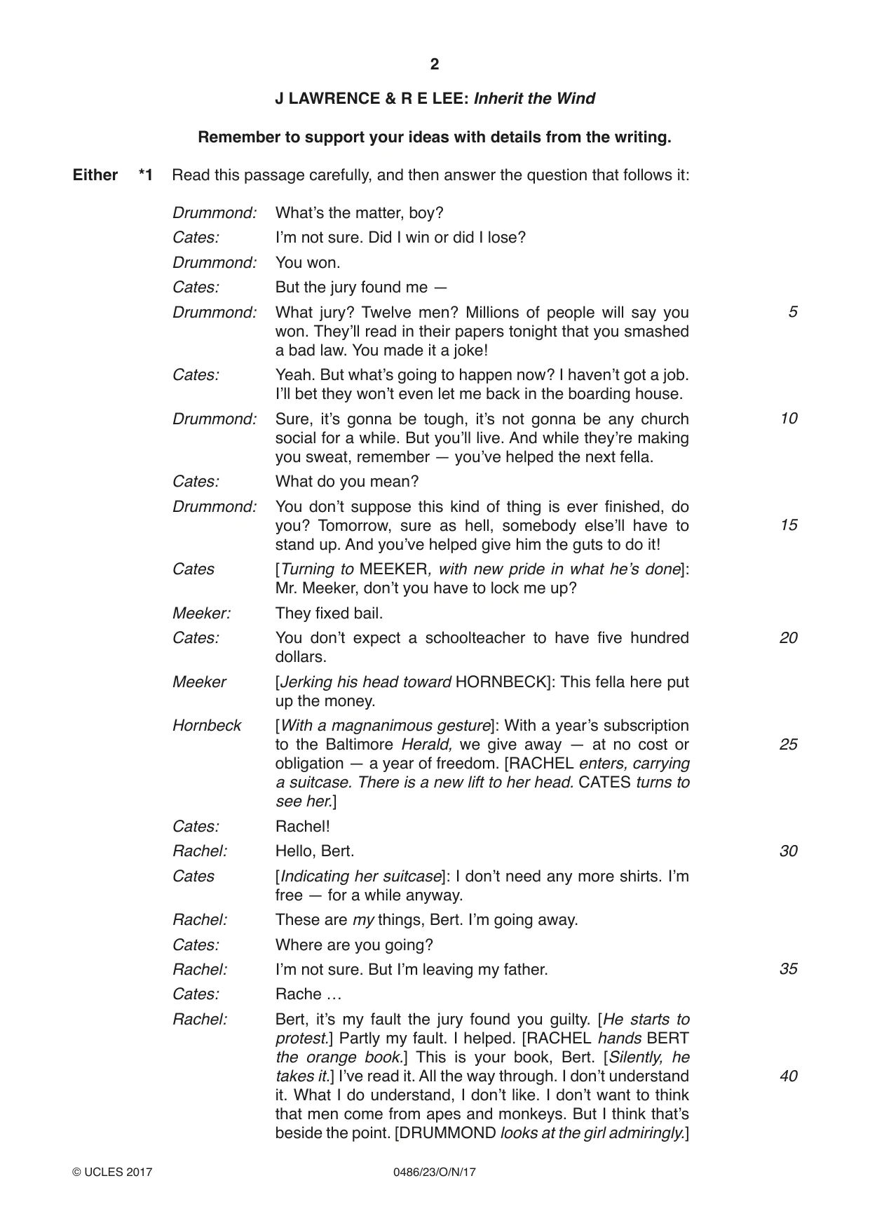 Cambridge IGCSE English - Literature 0486 2017 Oct/Nov Paper 2 · Variant 3 question paper, page 2 of 12
