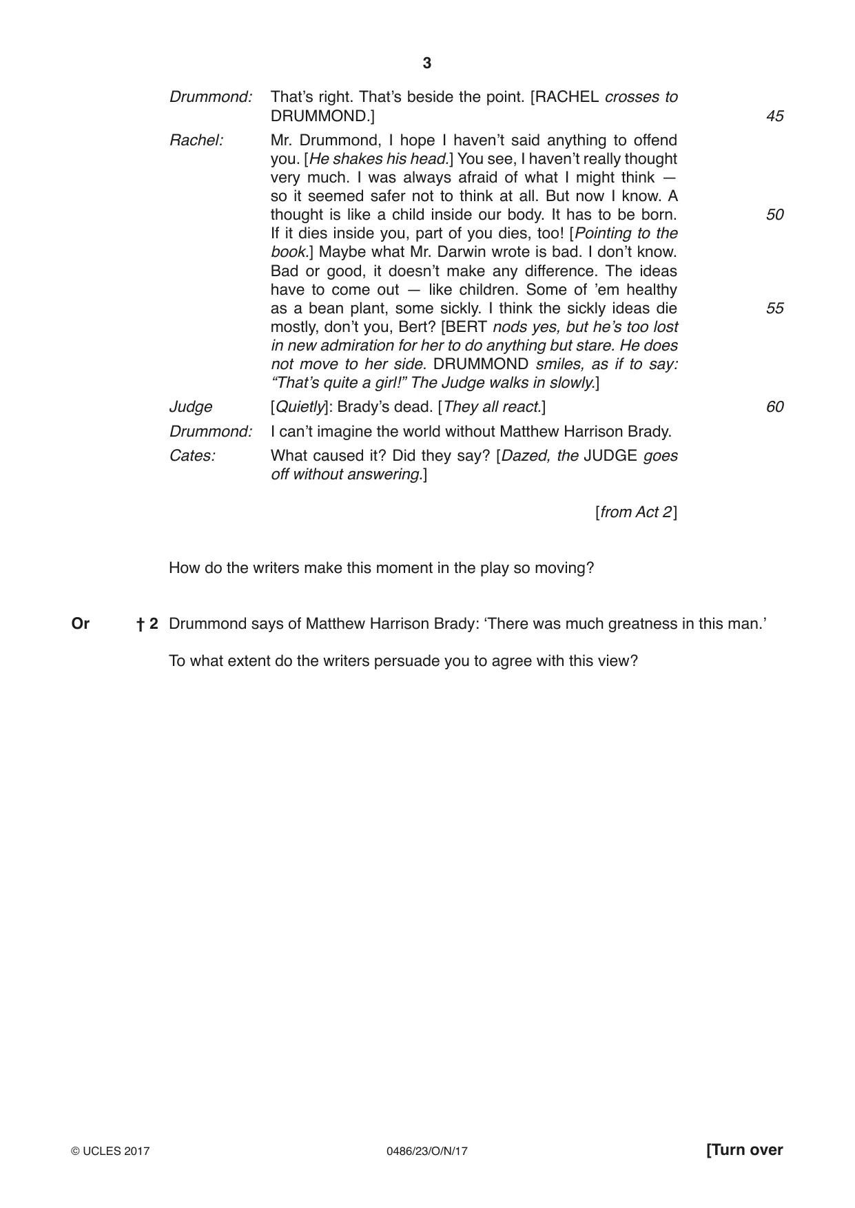 Cambridge IGCSE English - Literature 0486 2017 Oct/Nov Paper 2 · Variant 3 question paper, page 3 of 12