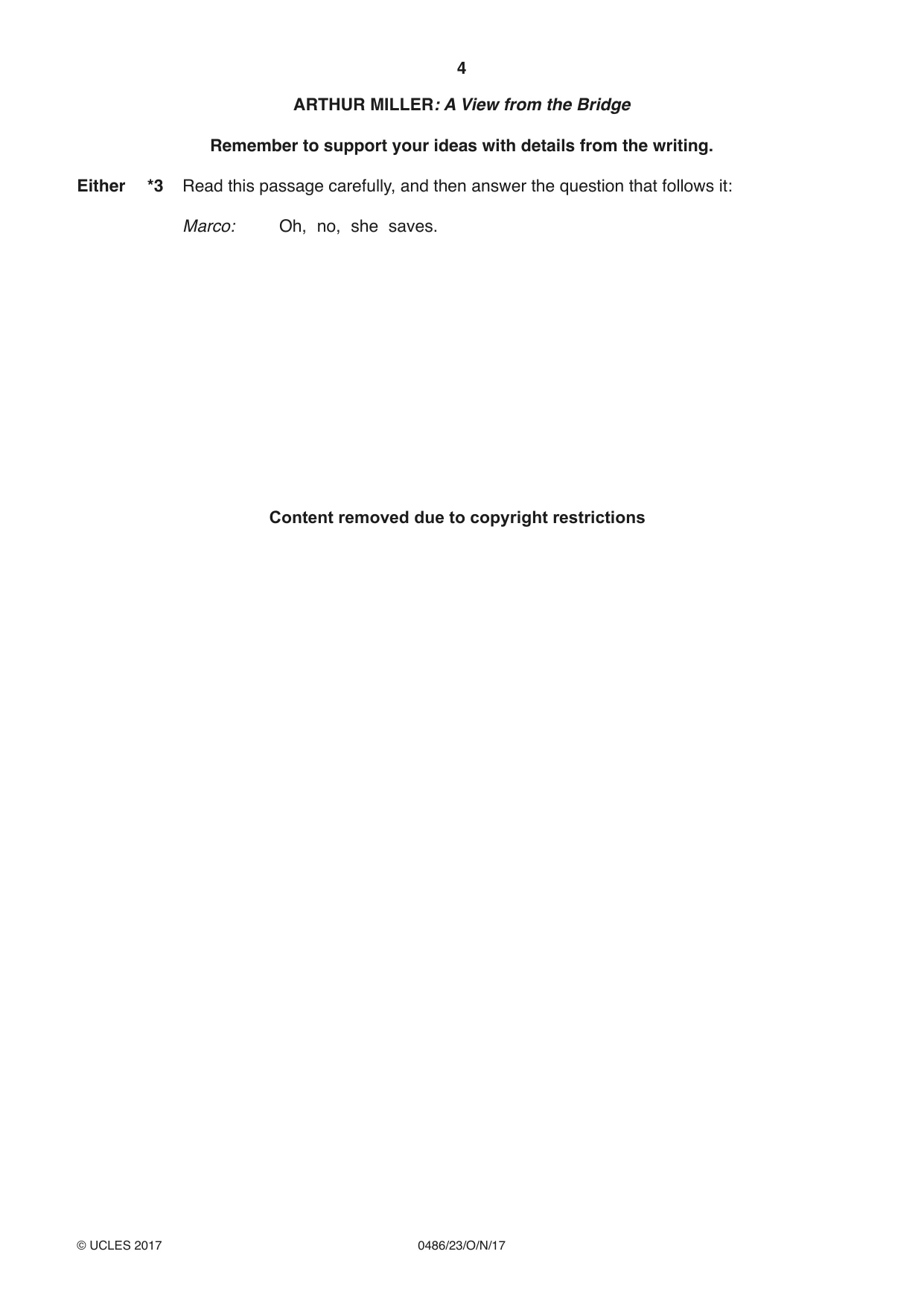 Cambridge IGCSE English - Literature 0486 2017 Oct/Nov Paper 2 · Variant 3 question paper, page 4 of 12