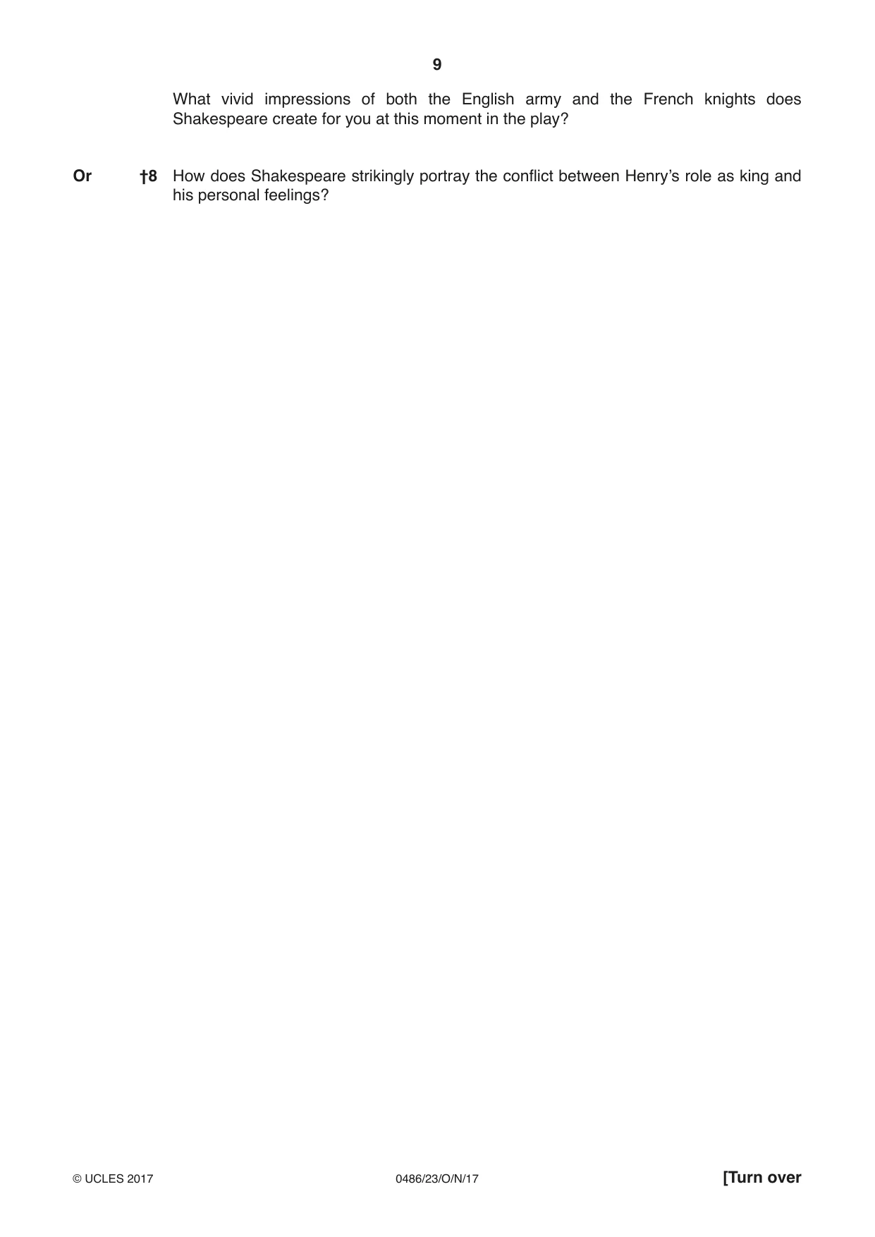 Cambridge IGCSE English - Literature 0486 2017 Oct/Nov Paper 2 · Variant 3 question paper, page 9 of 12