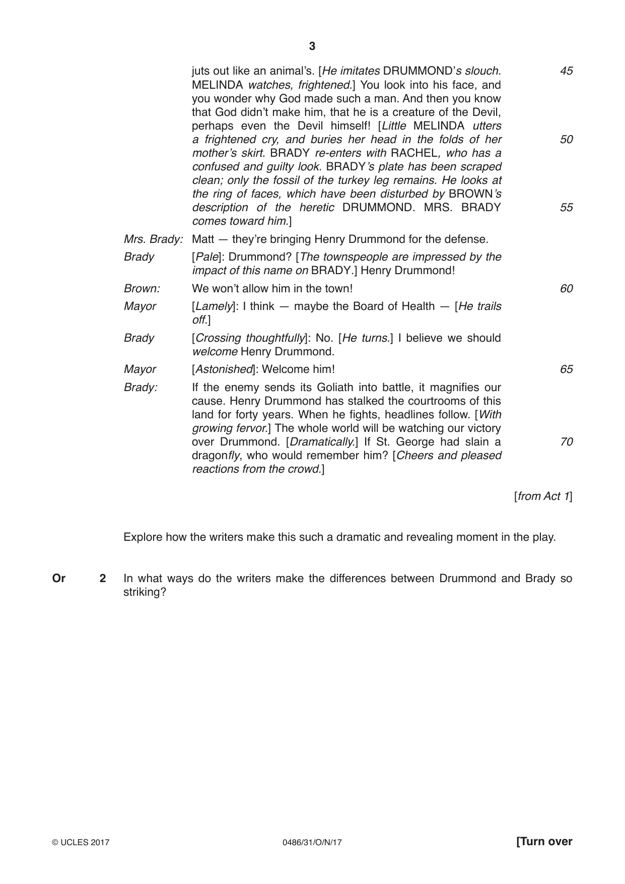 Cambridge IGCSE English - Literature 0486 2017 Oct/Nov Paper 3 · Variant 1 question paper, page 3 of 12
