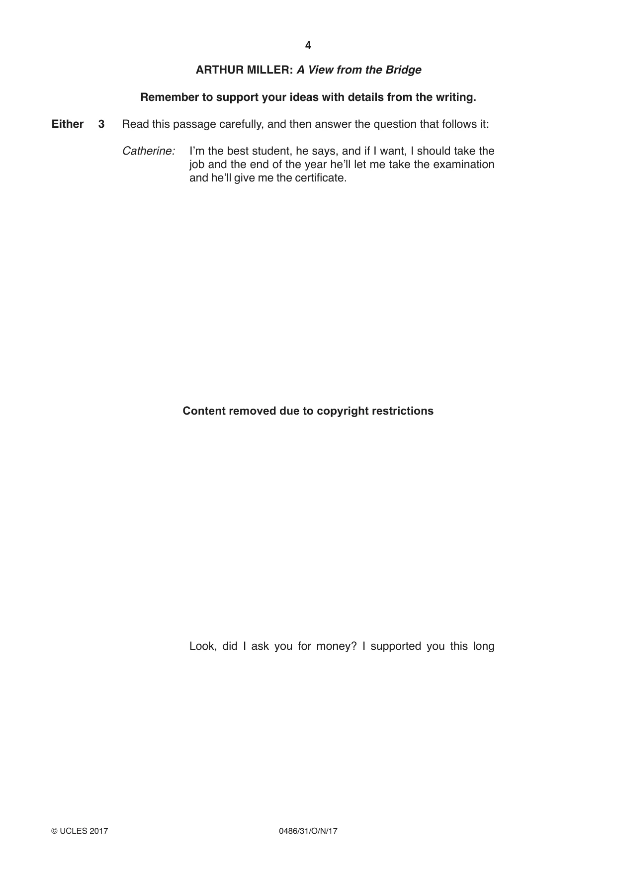 Cambridge IGCSE English - Literature 0486 2017 Oct/Nov Paper 3 · Variant 1 question paper, page 4 of 12